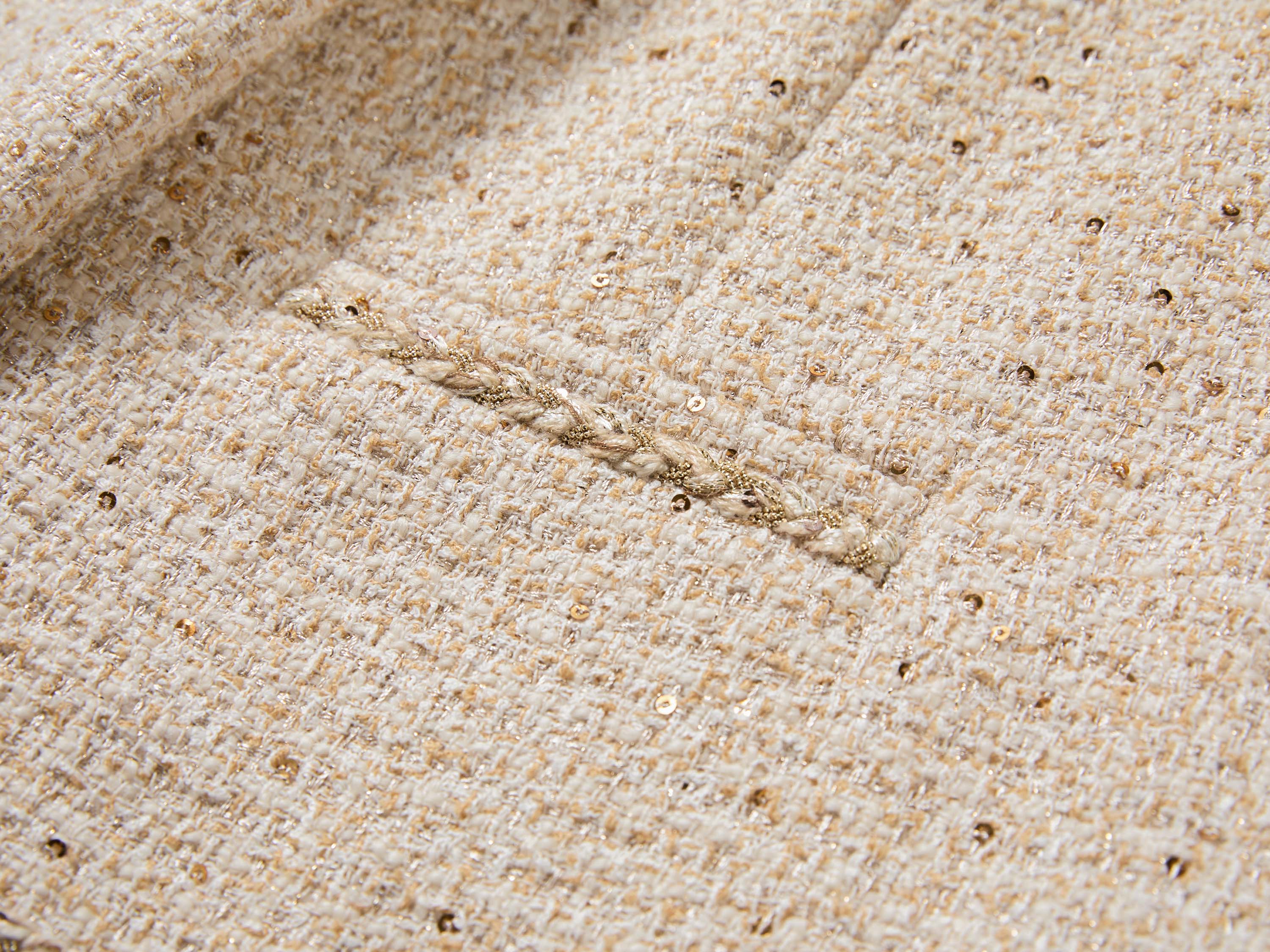 EP YAYING Gold Sequin French Chanel-Style Jacket