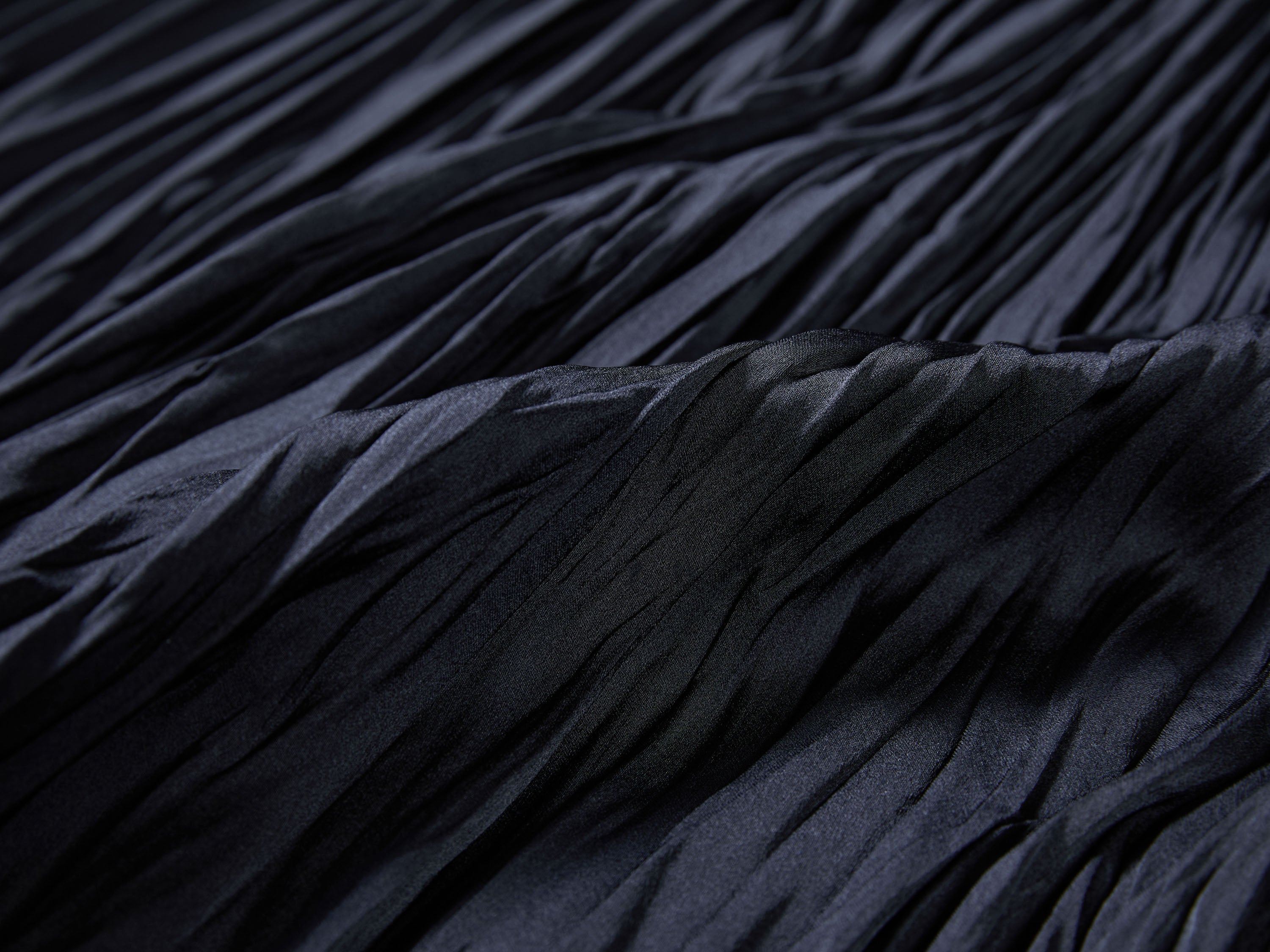 EP YAYING Blue V-Neck Pleated Dress