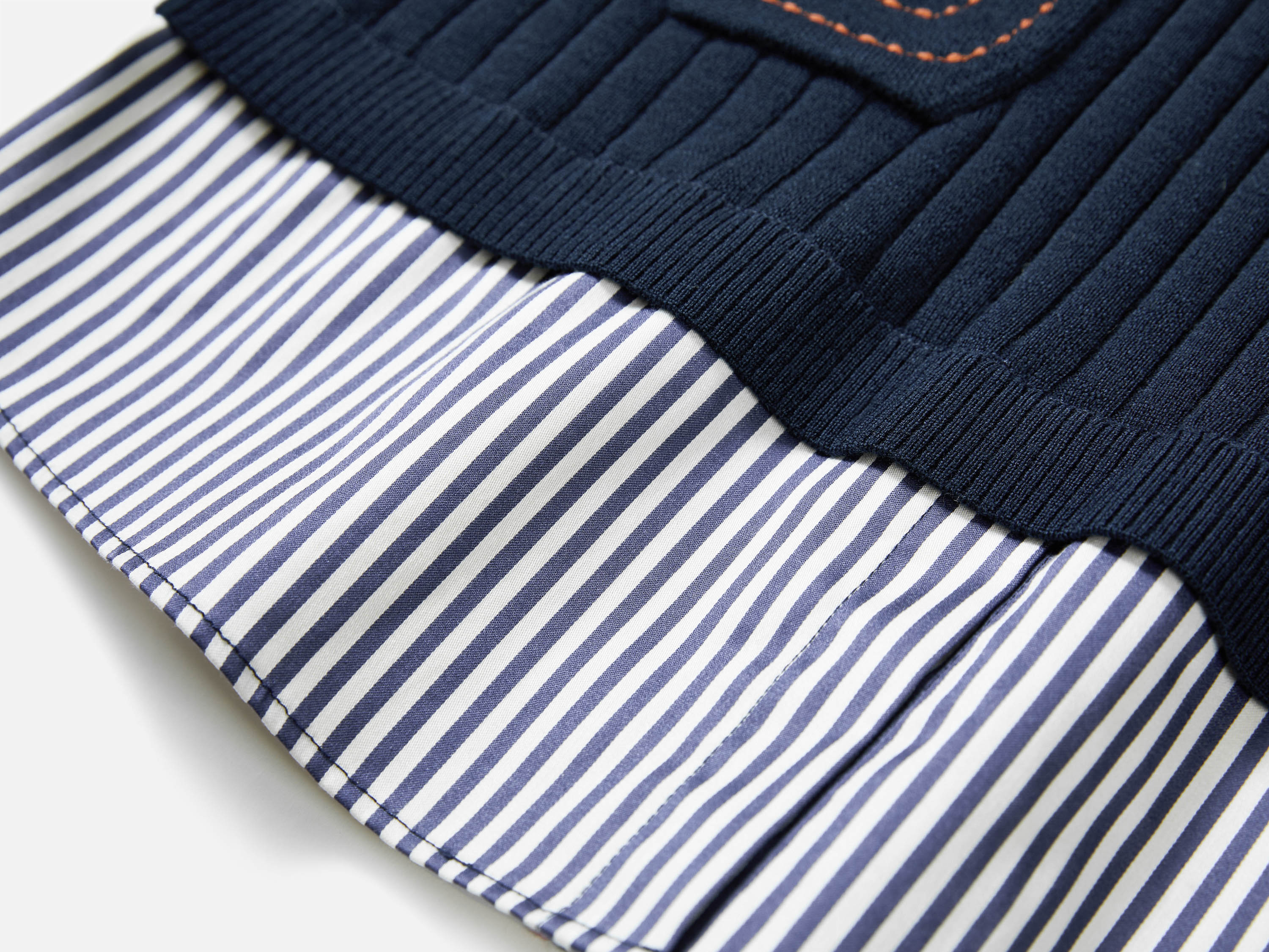 EP YAYING Striped Shirt-Splice Faux Layered Knit Top