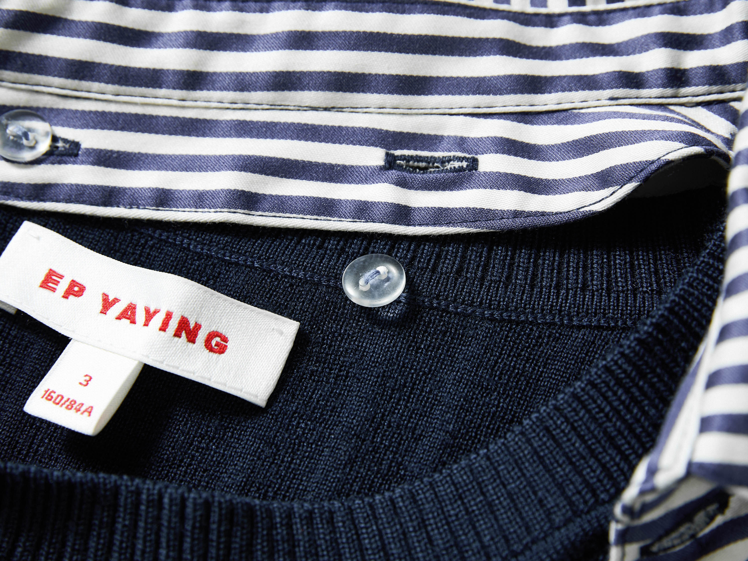 EP YAYING Striped Shirt-Splice Faux Layered Knit Top