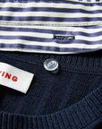 EP YAYING Striped Shirt-Splice Faux Layered Knit Top