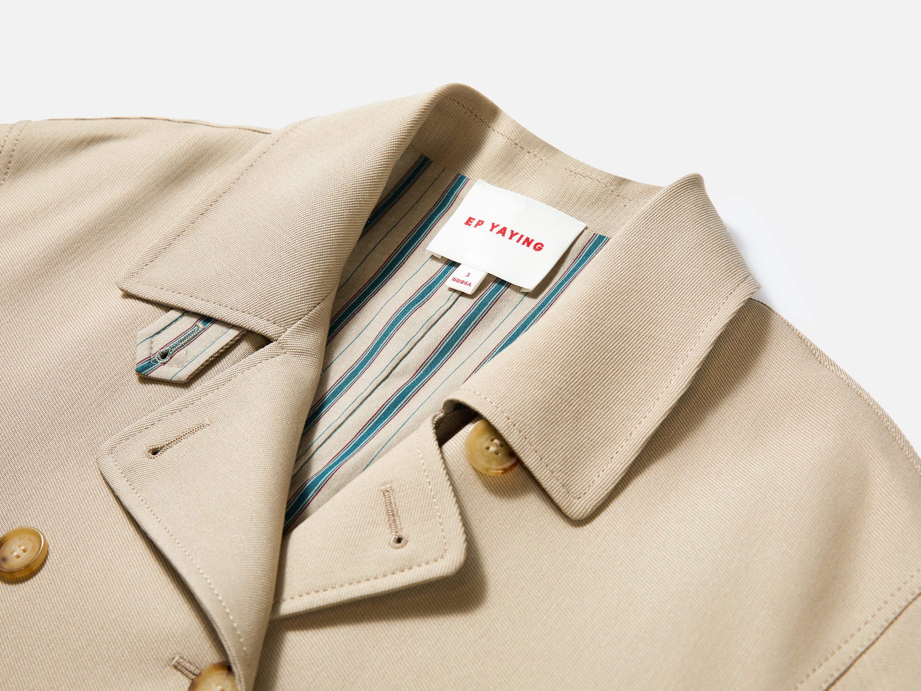 EP YAYING Long Khaki Twill Trench Coat