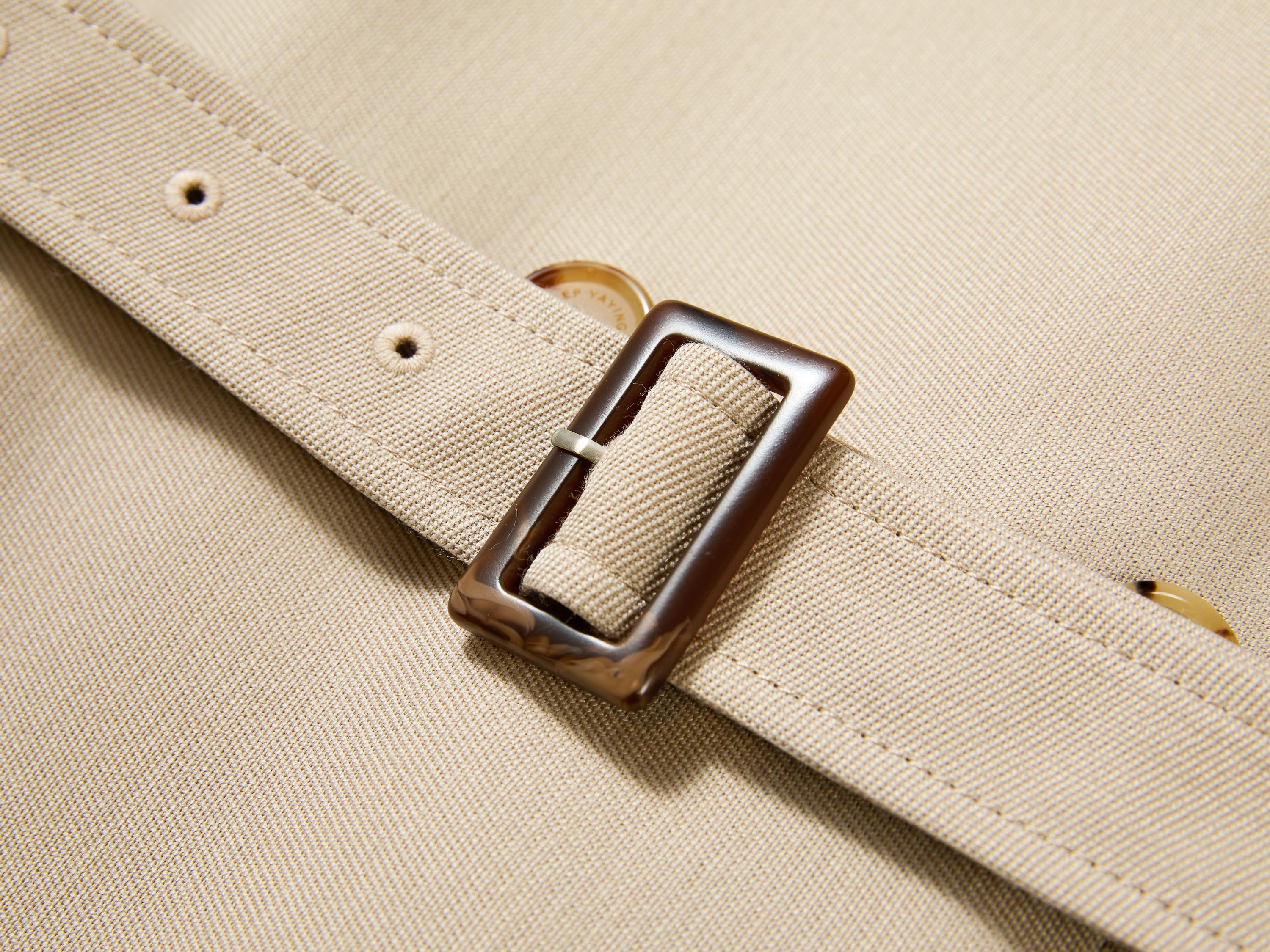 EP YAYING Long Khaki Twill Trench Coat