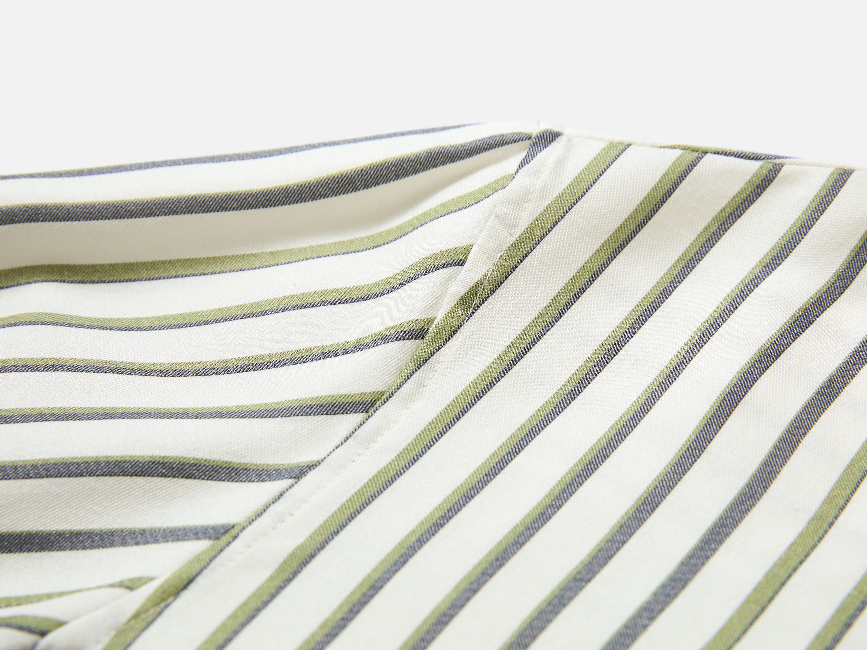 EP YAYING Green Stripe Ruffle Collar Blouse