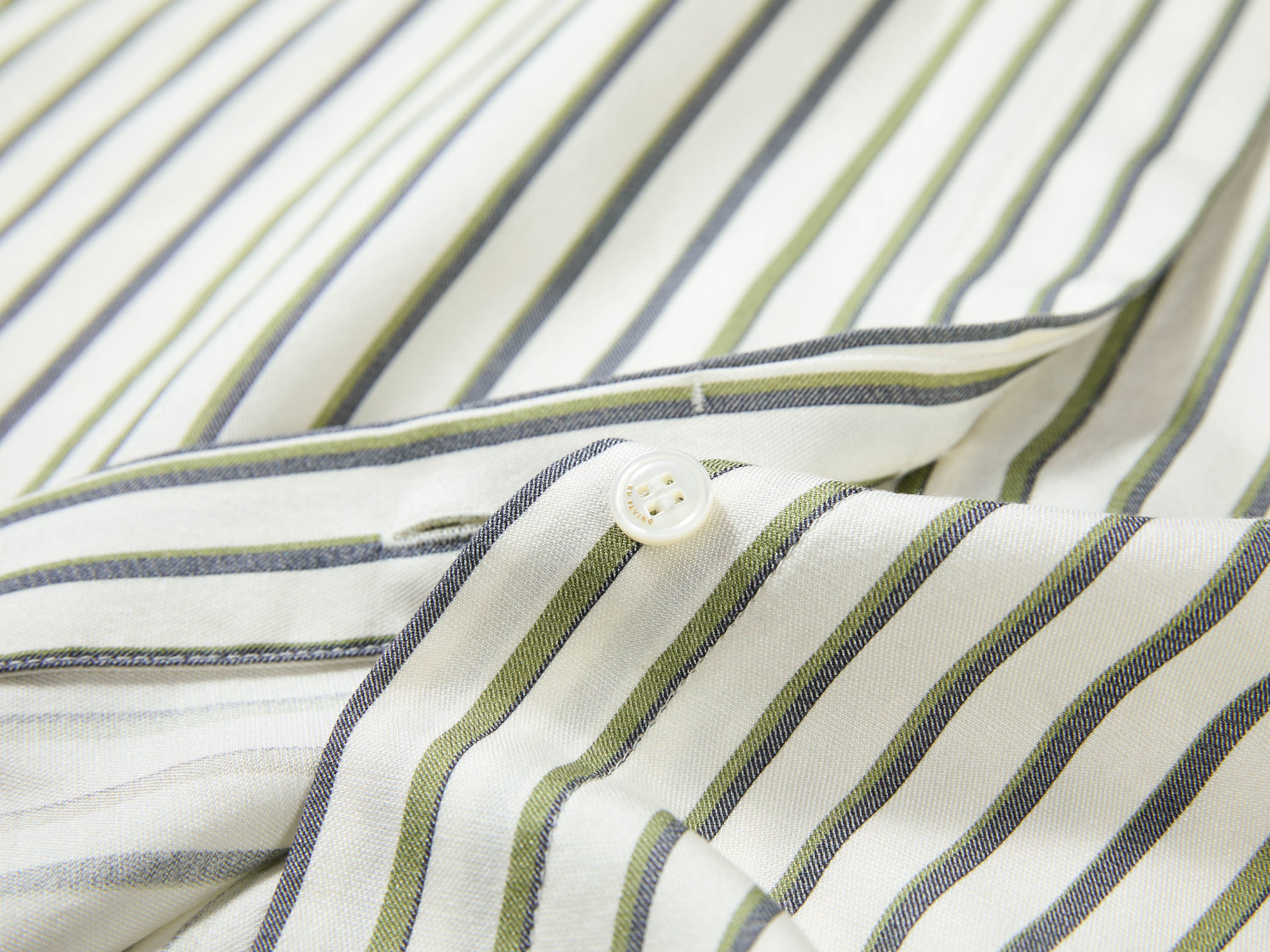 EP YAYING Green Stripe Ruffle Collar Blouse