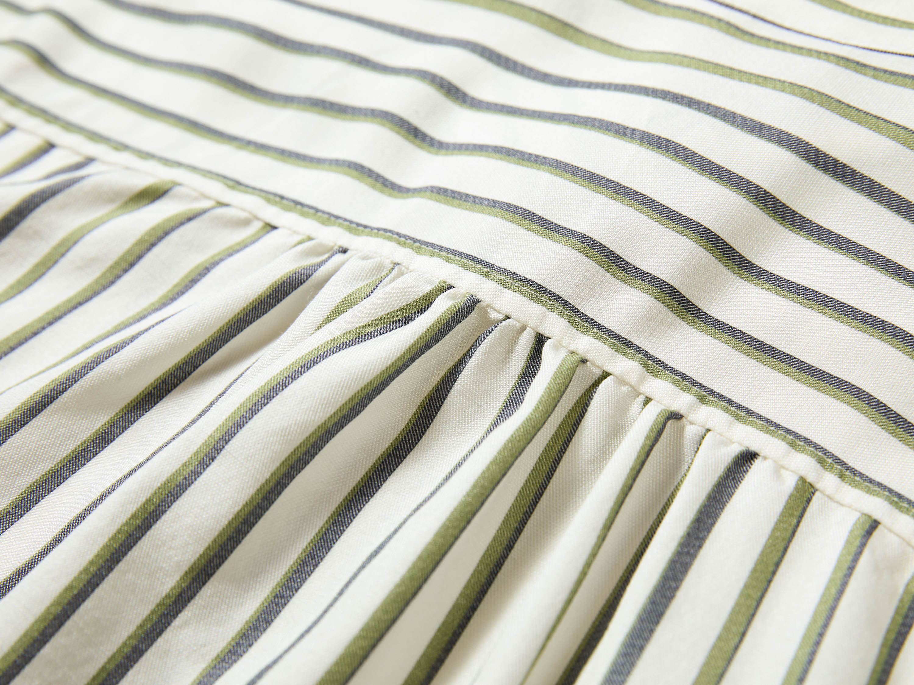 EP YAYING Green Stripe Ruffle Collar Blouse