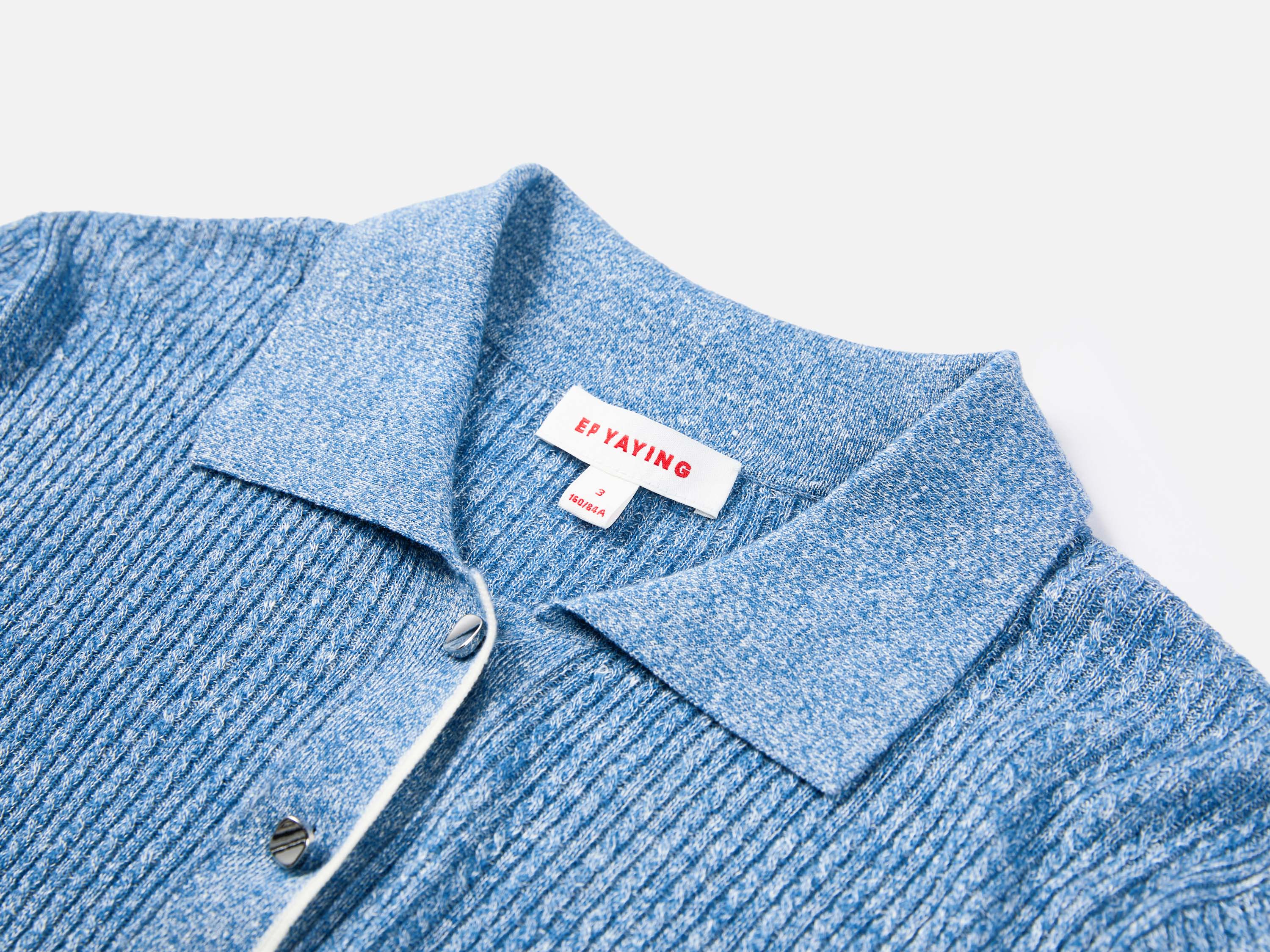 EP YAYING Linen Wool Blend Knit Polo Shirt