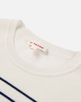 EP YAYING Relaxed Round Neck Embossed Linen Stripe Knit T-Shirt
