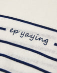 EP YAYING Relaxed Round Neck Embossed Linen Stripe Knit T-Shirt