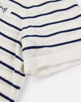 EP YAYING Relaxed Round Neck Embossed Linen Stripe Knit T-Shirt