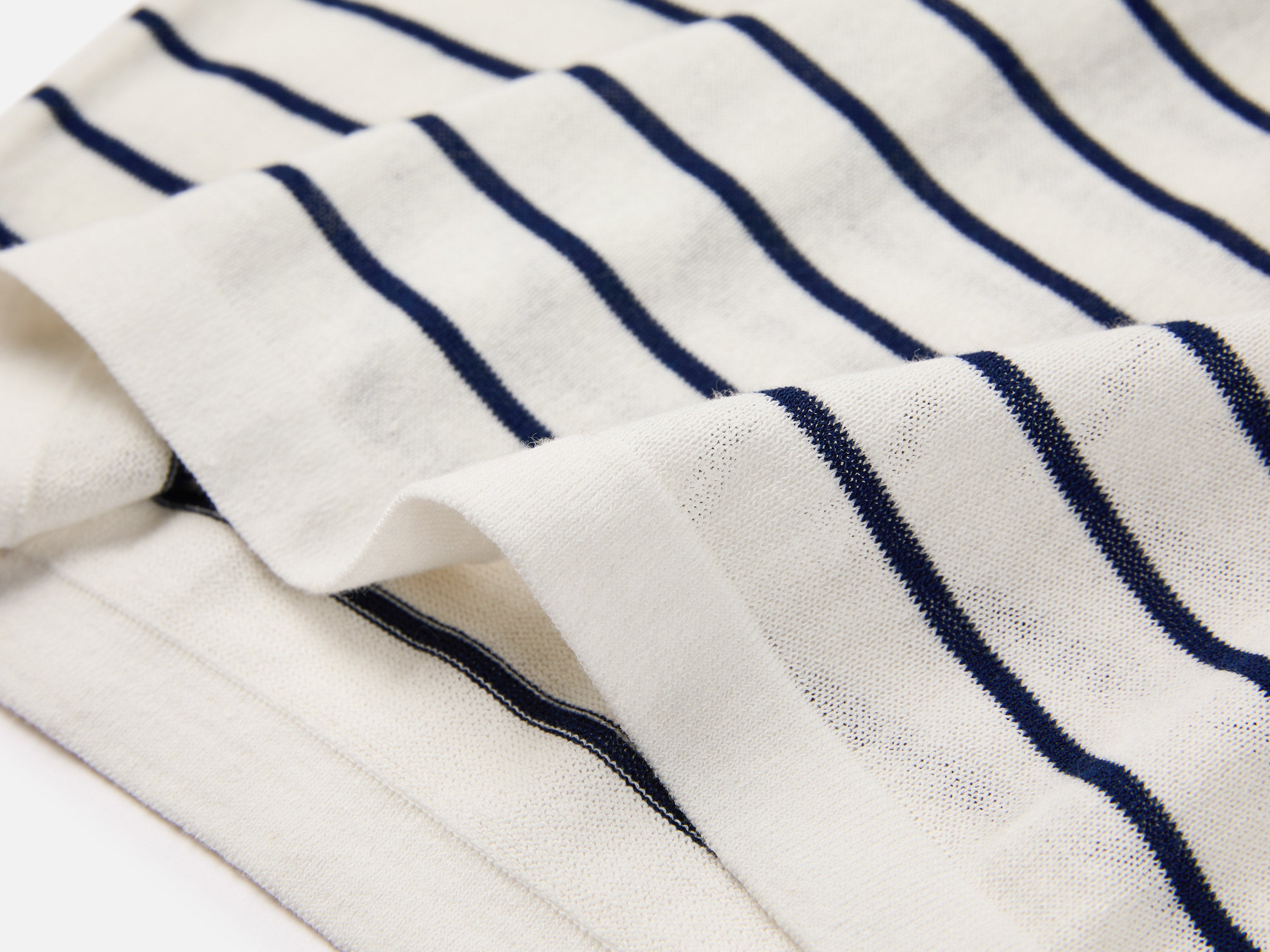 EP YAYING Relaxed Round Neck Embossed Linen Stripe Knit T-Shirt