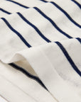 EP YAYING Relaxed Round Neck Embossed Linen Stripe Knit T-Shirt