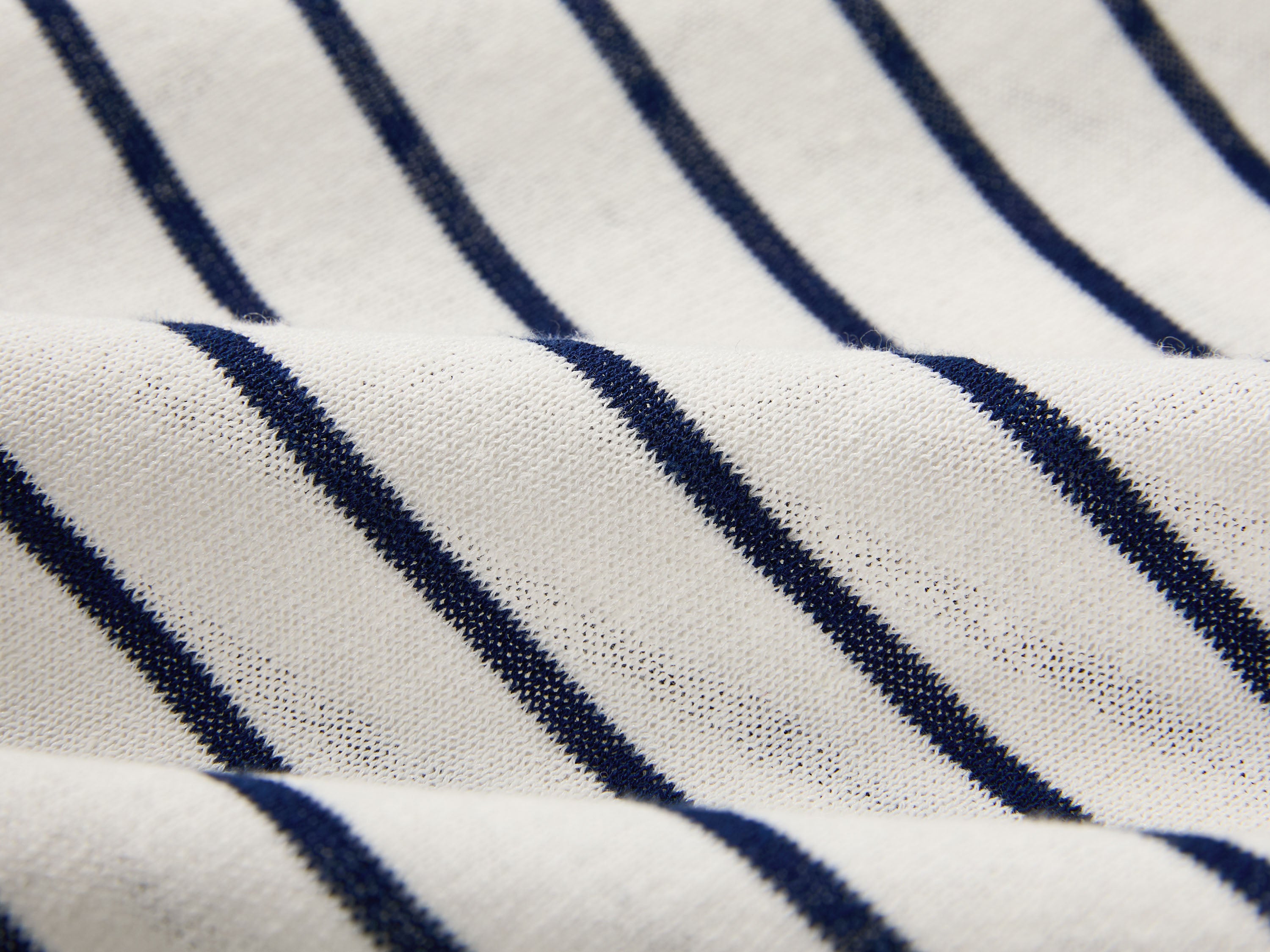 EP YAYING Relaxed Round Neck Embossed Linen Stripe Knit T-Shirt