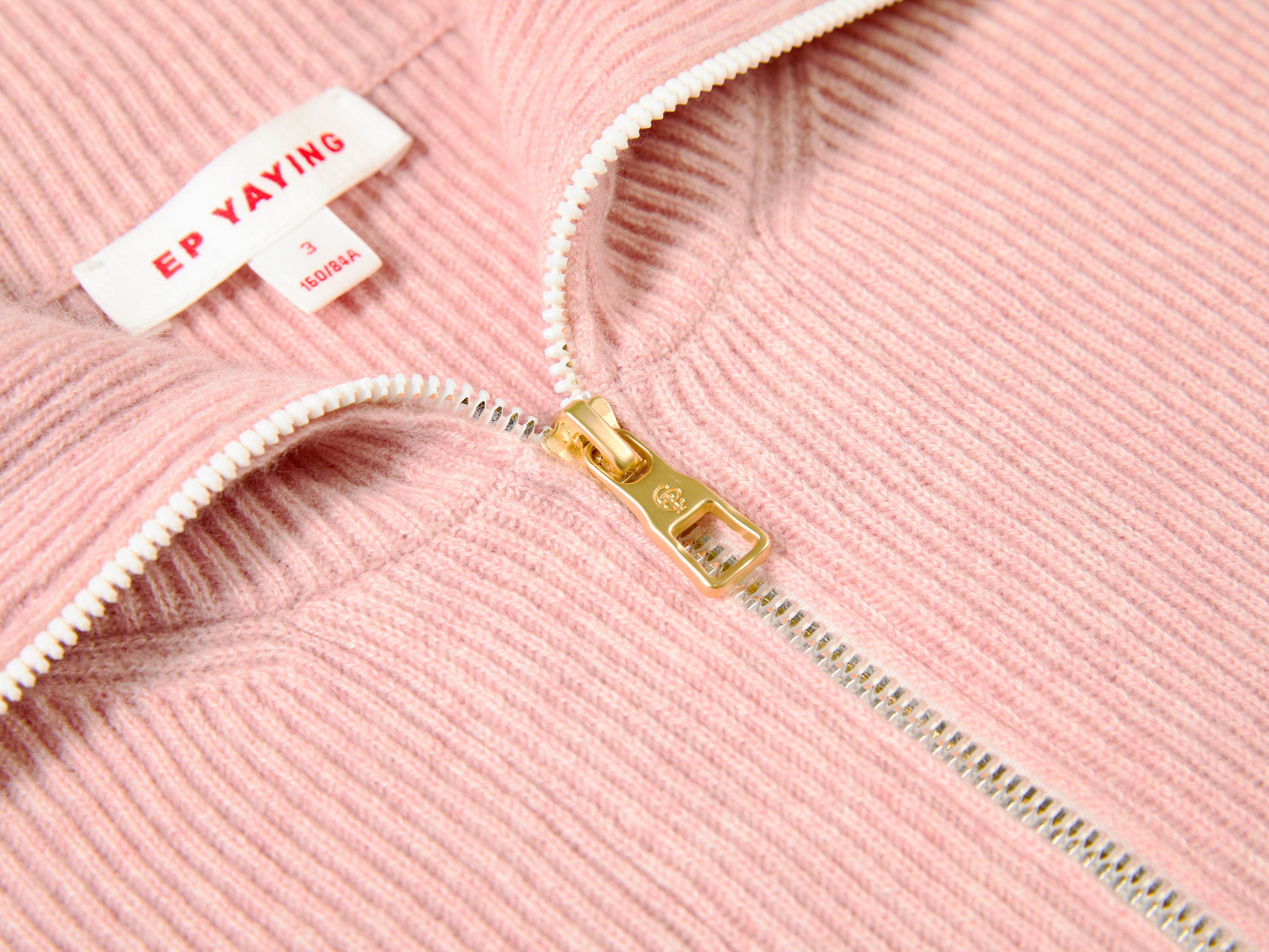 EP YAYING Full-Zip Lapel Ribbed Knit Cardigan