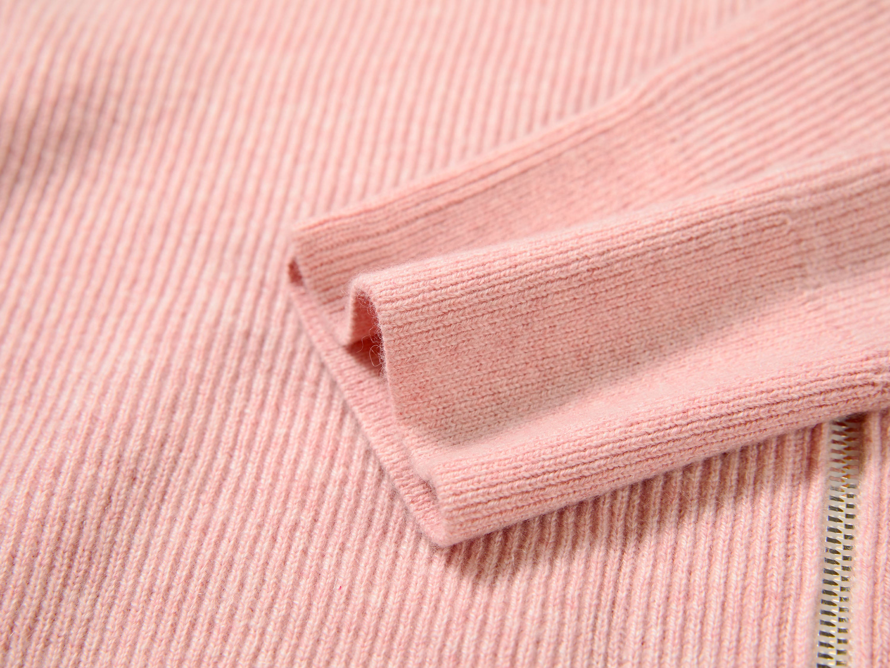 EP YAYING Full-Zip Lapel Ribbed Knit Cardigan