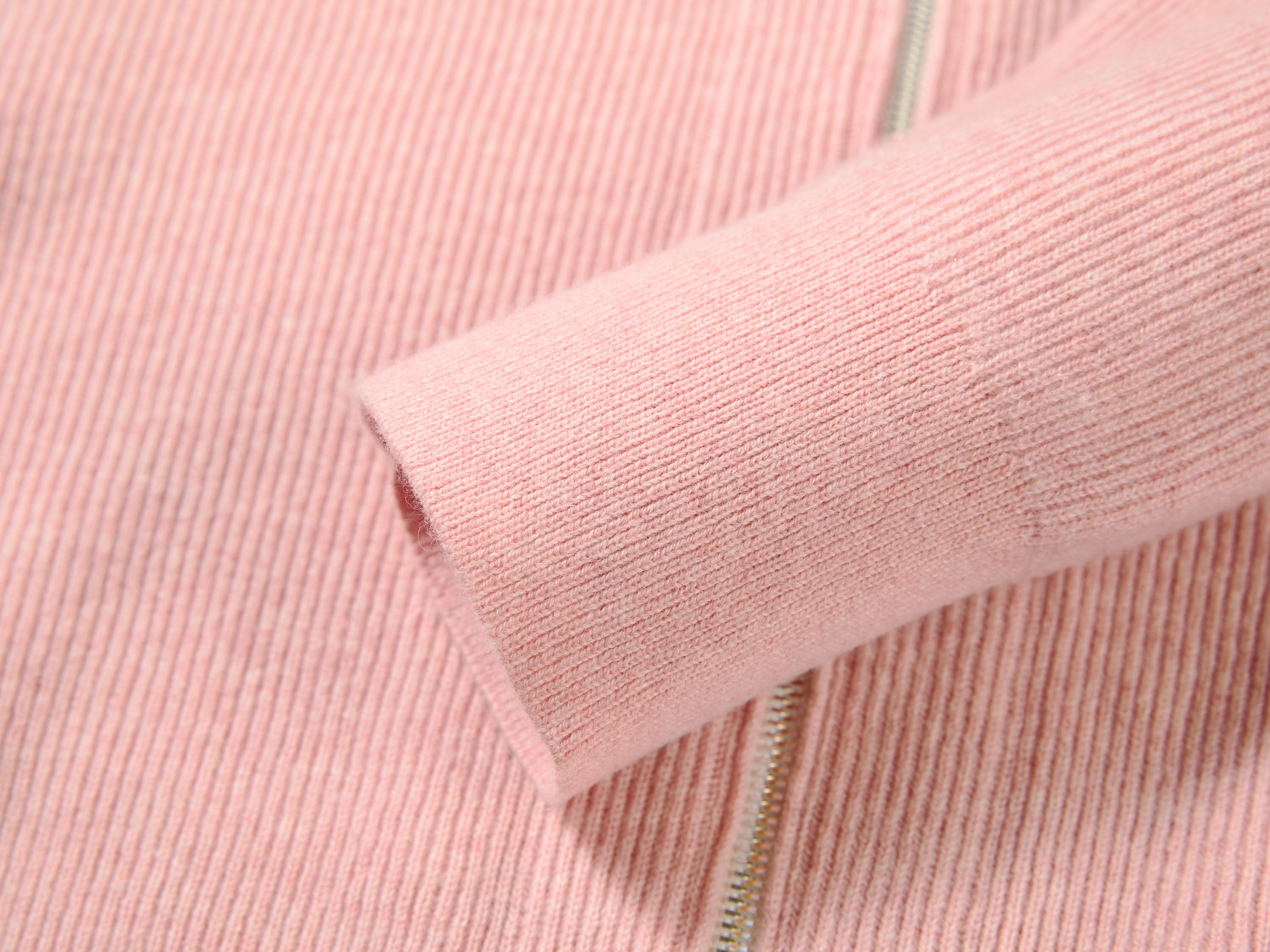 EP YAYING Full-Zip Lapel Ribbed Knit Cardigan