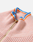 EP YAYING Light Color Cashmere Colorblock Trim Zip Pullover