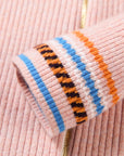 EP YAYING Light Color Cashmere Colorblock Trim Zip Pullover