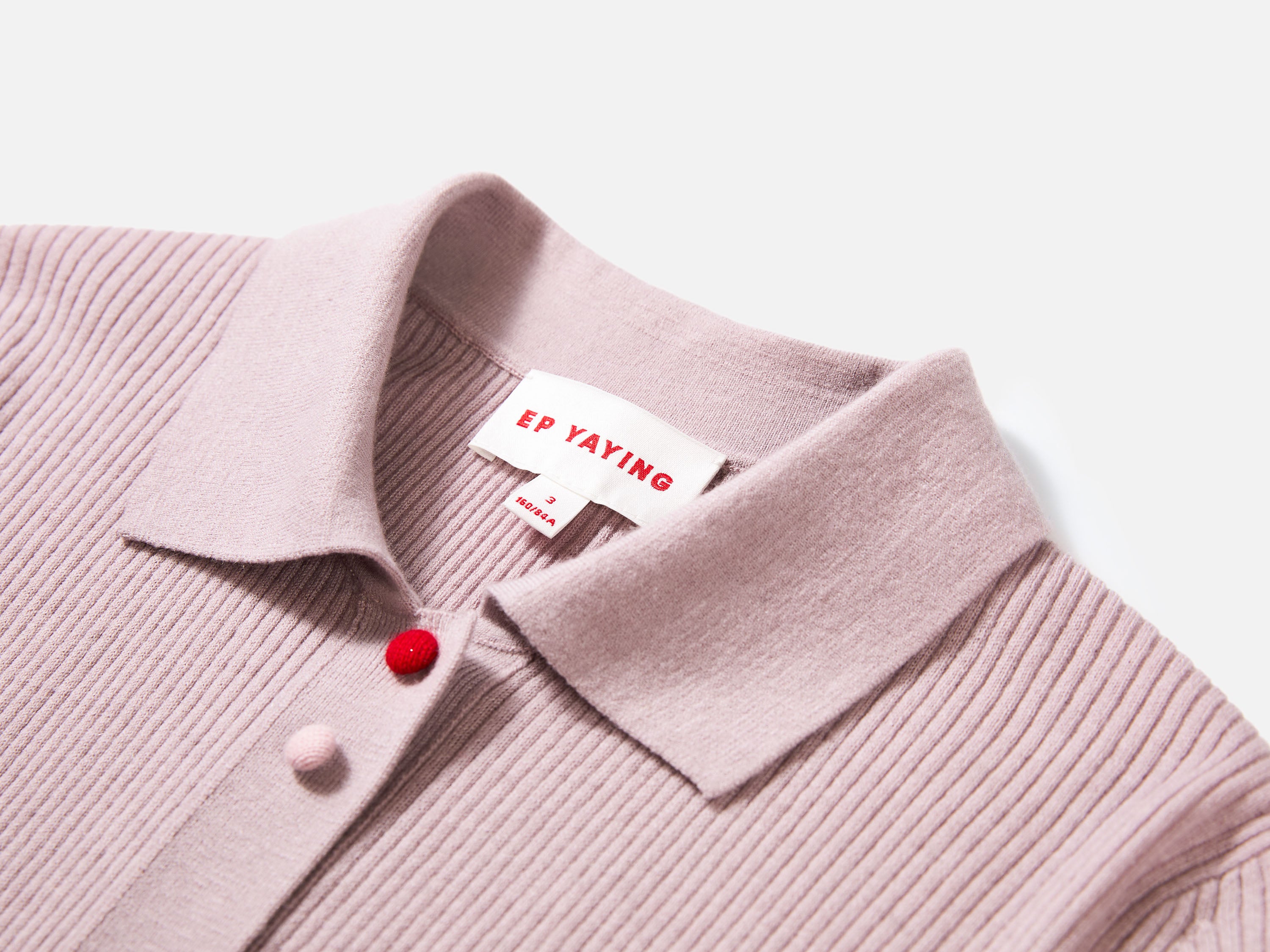 EP YAYING Polo Collar Waist-Fitted Cardigan