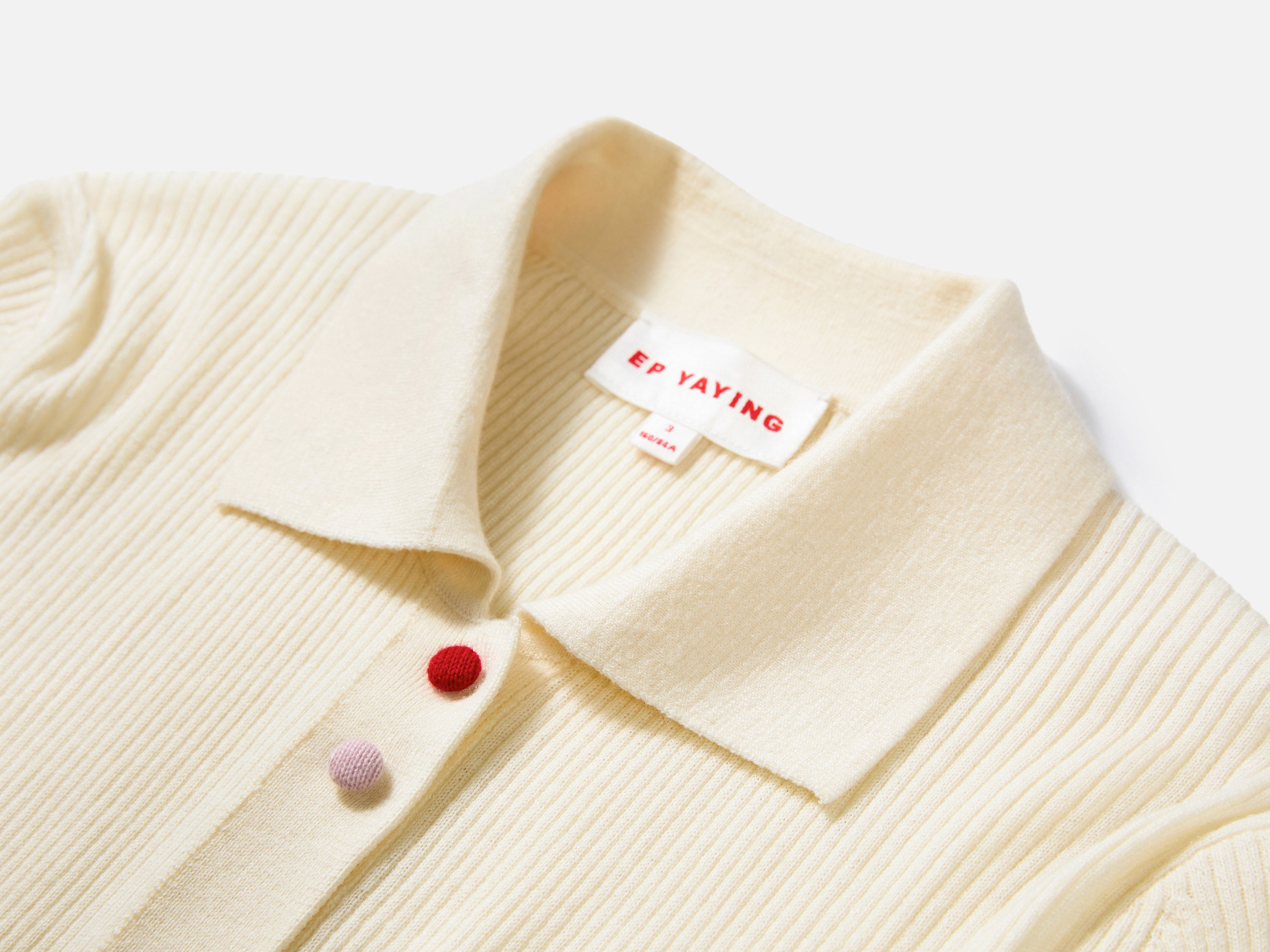 EP YAYING Polo Collar Waist-Fitted Cardigan