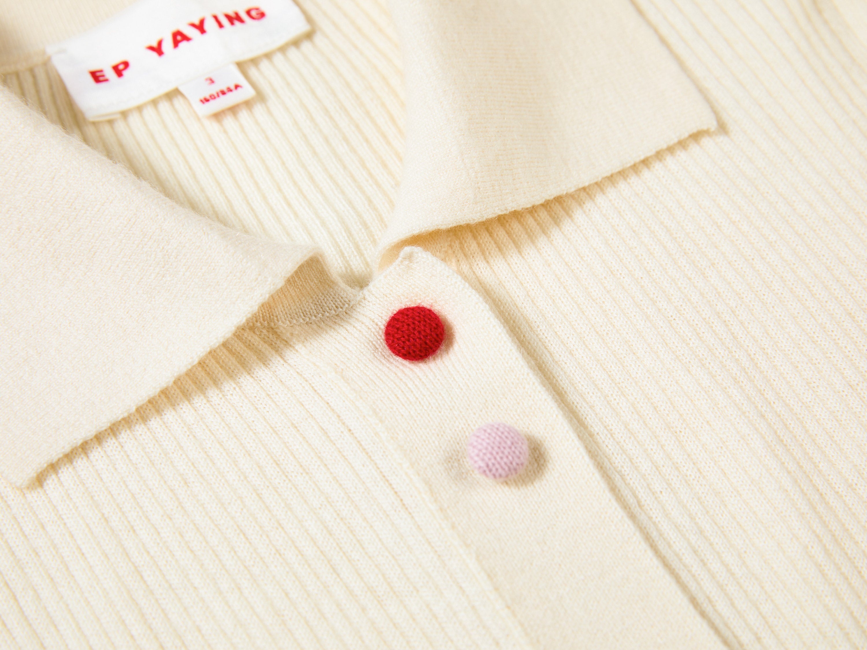 EP YAYING Polo Collar Waist-Fitted Cardigan