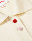EP YAYING Polo Collar Waist-Fitted Cardigan