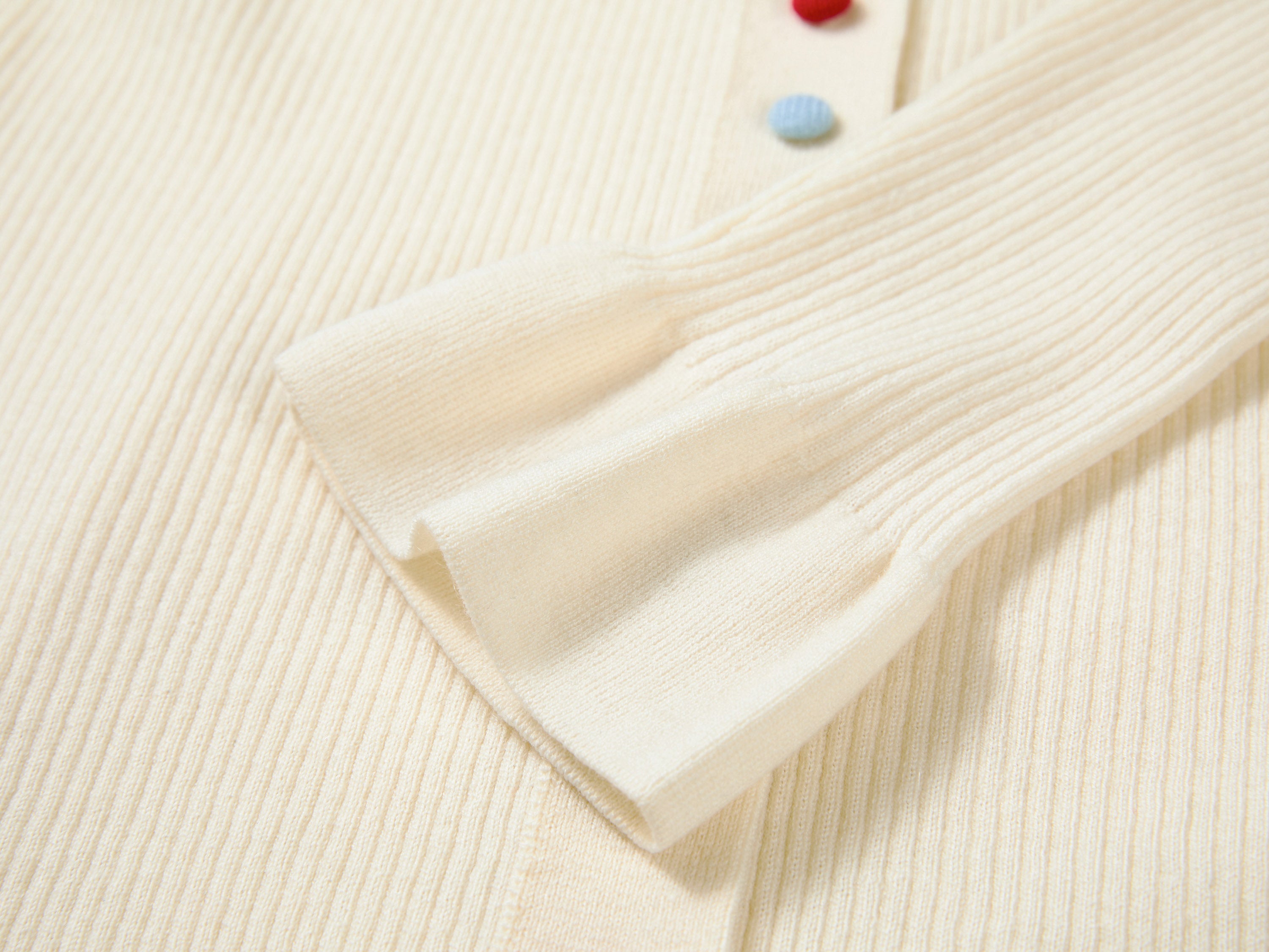 EP YAYING Polo Collar Waist-Fitted Cardigan