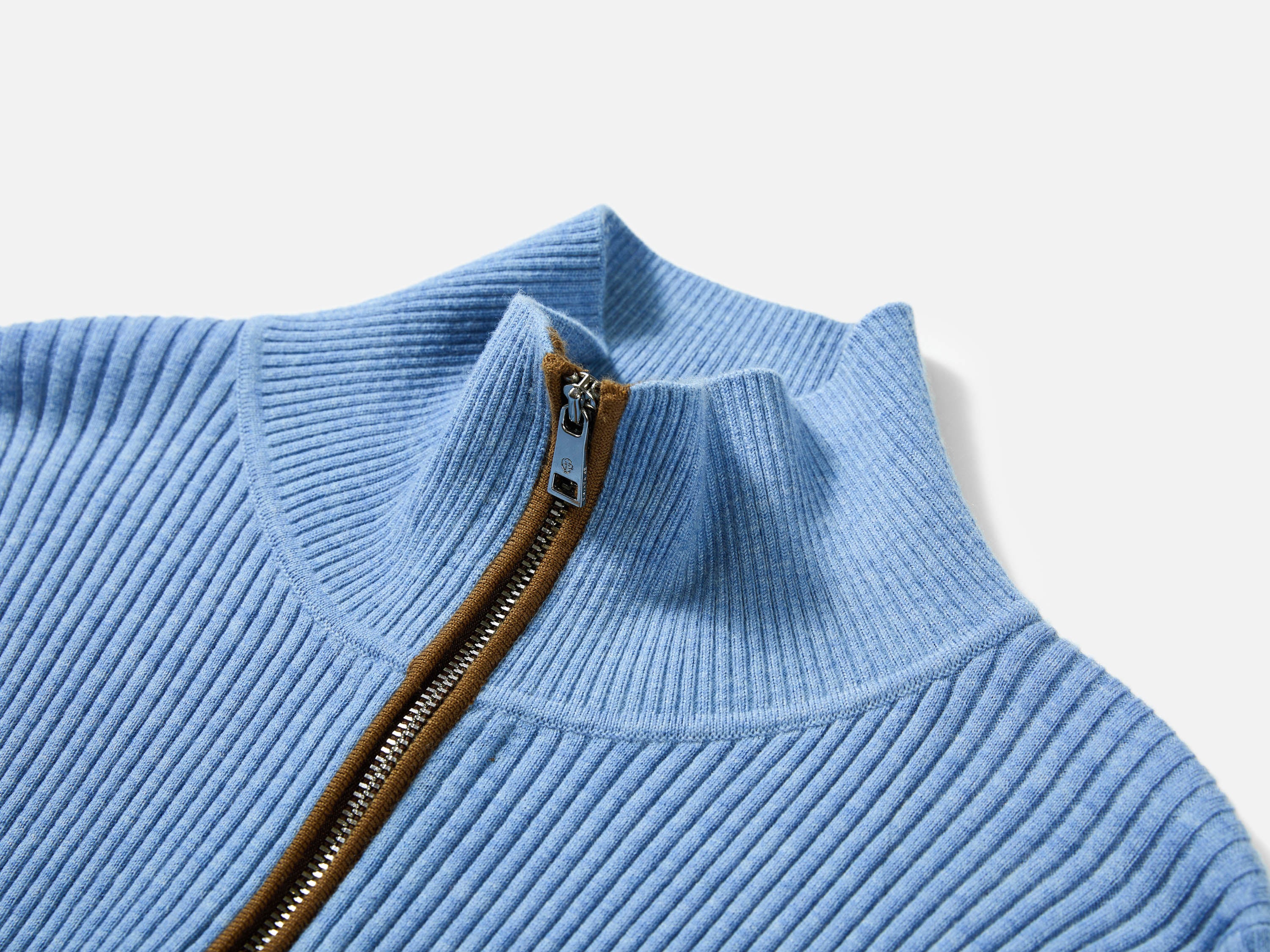 EP YAYING Colorblock Zip-Up Ribbed Stand Collar Cardigan