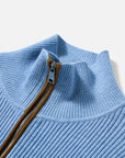EP YAYING Colorblock Zip-Up Ribbed Stand Collar Cardigan