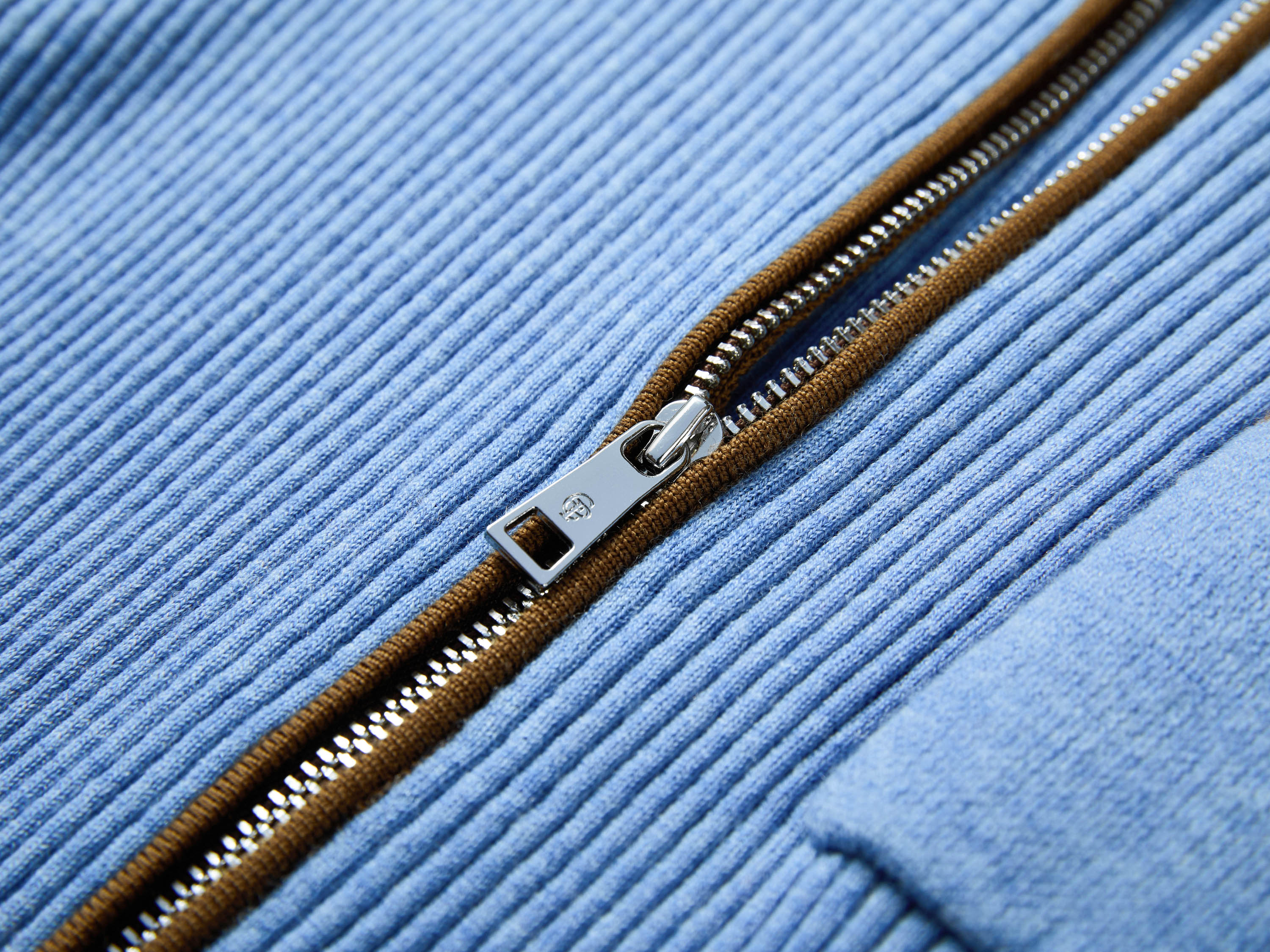 EP YAYING Colorblock Zip-Up Ribbed Stand Collar Cardigan