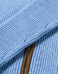 EP YAYING Colorblock Zip-Up Ribbed Stand Collar Cardigan