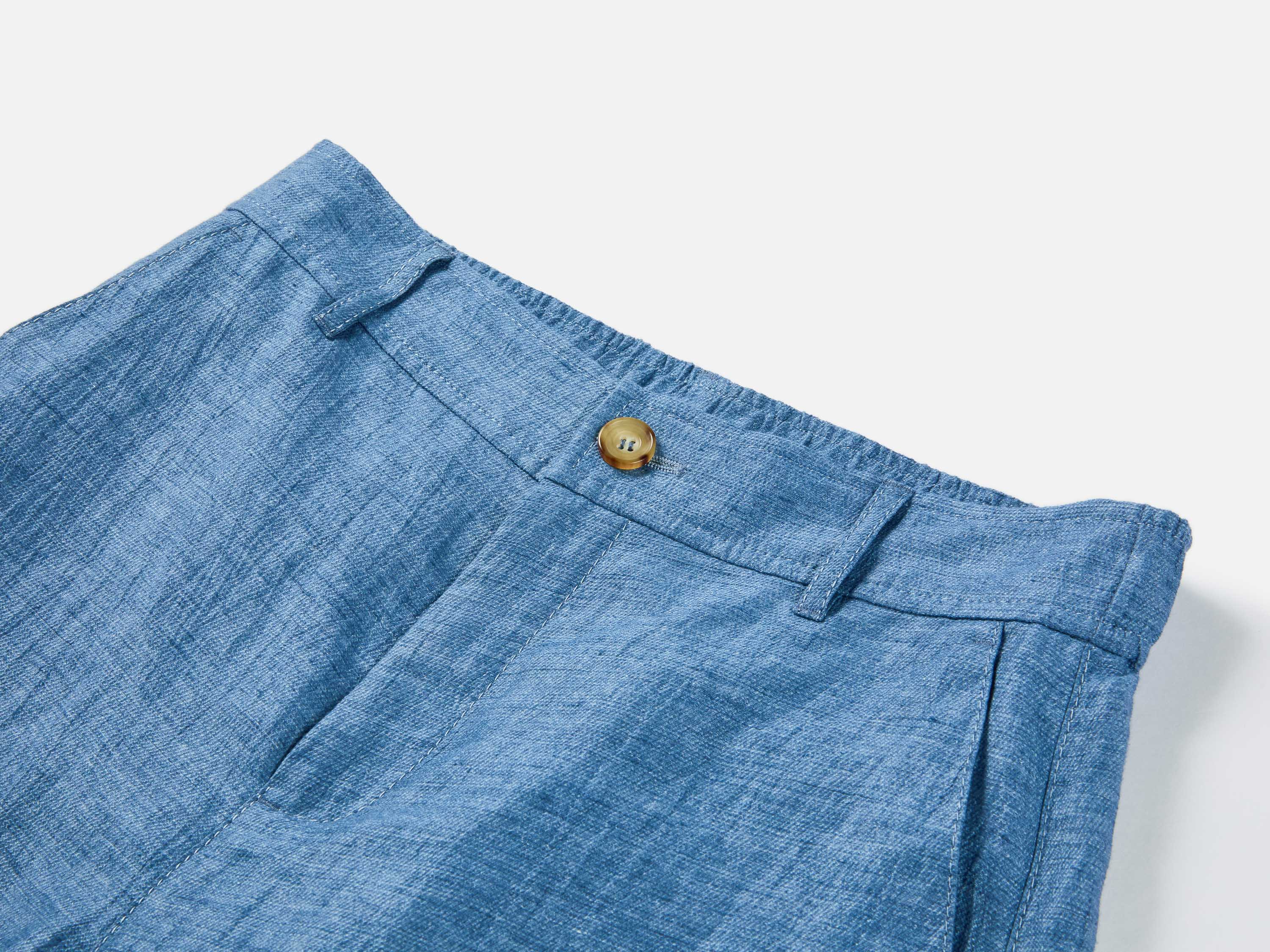 EP YAYING Linen Pleated Wide-Leg Shorts