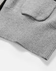 EP YAYING Cotton Cashmere Blended V-Neck Color-Block Knit Cardigan