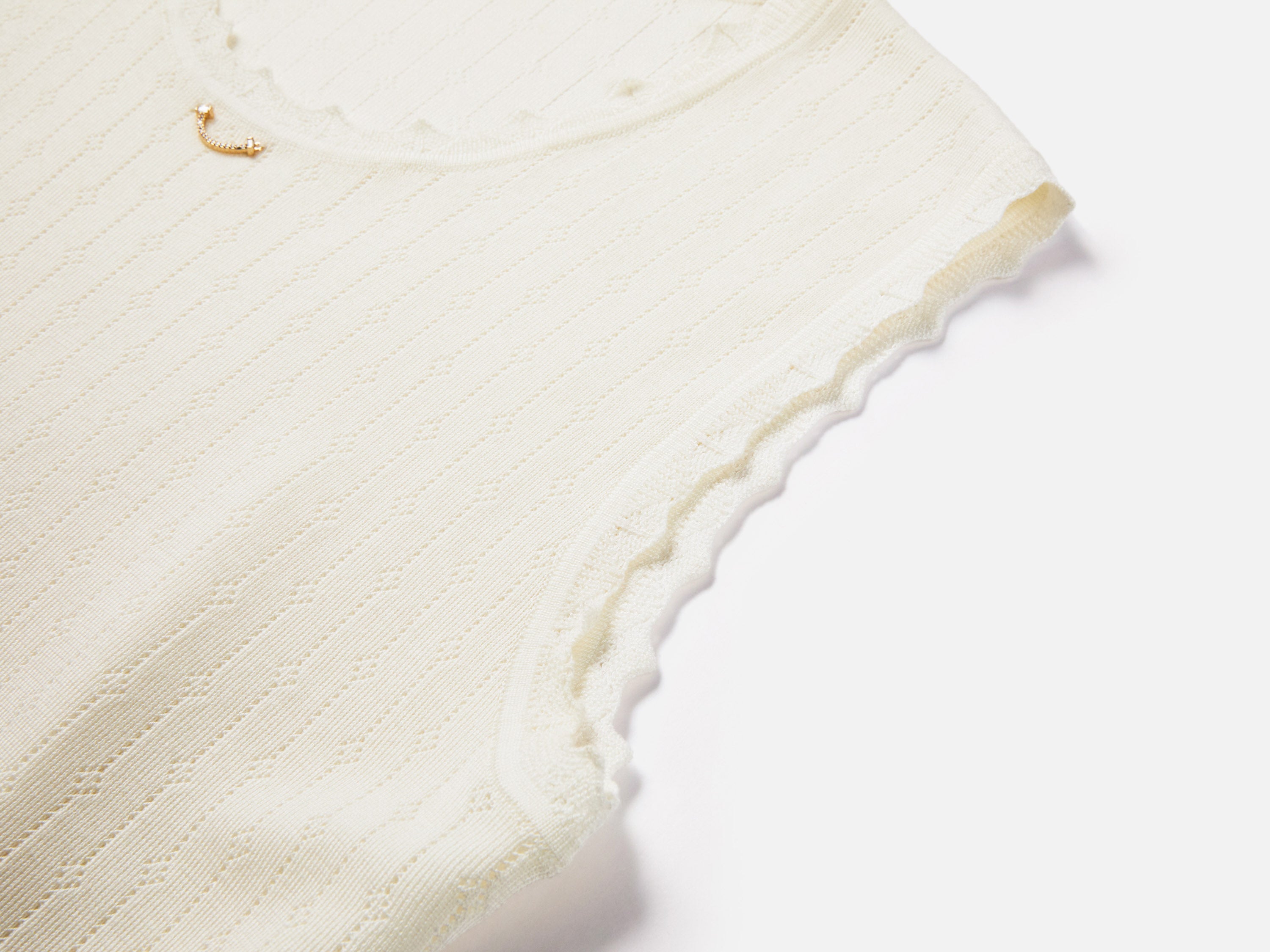 EP YAYING Triacetate Structured Round Neck Waist-Cinching Knitted Vest