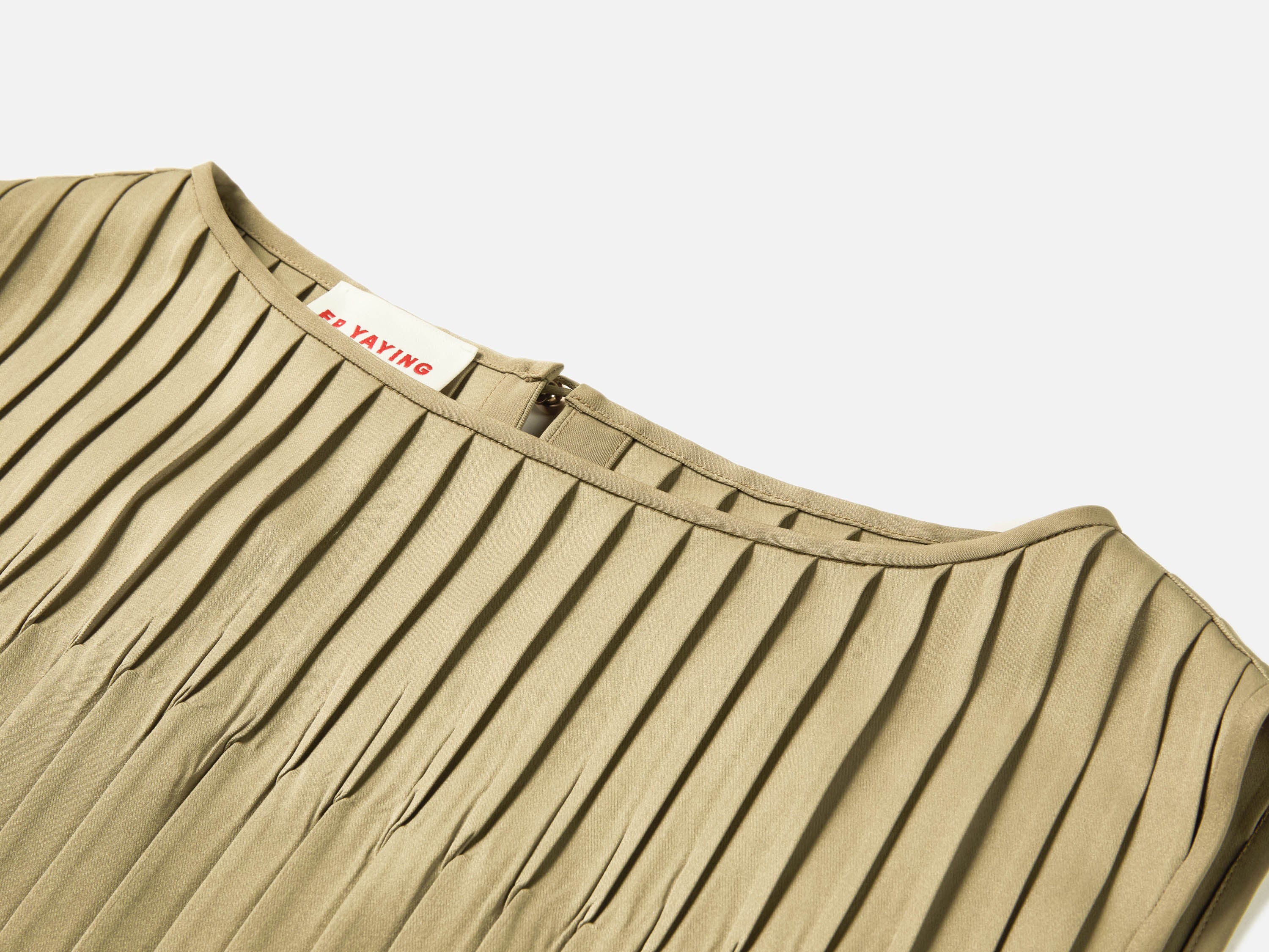 EP YAYING Elegant Pleated Waist-Cinching Sleeveless Dress