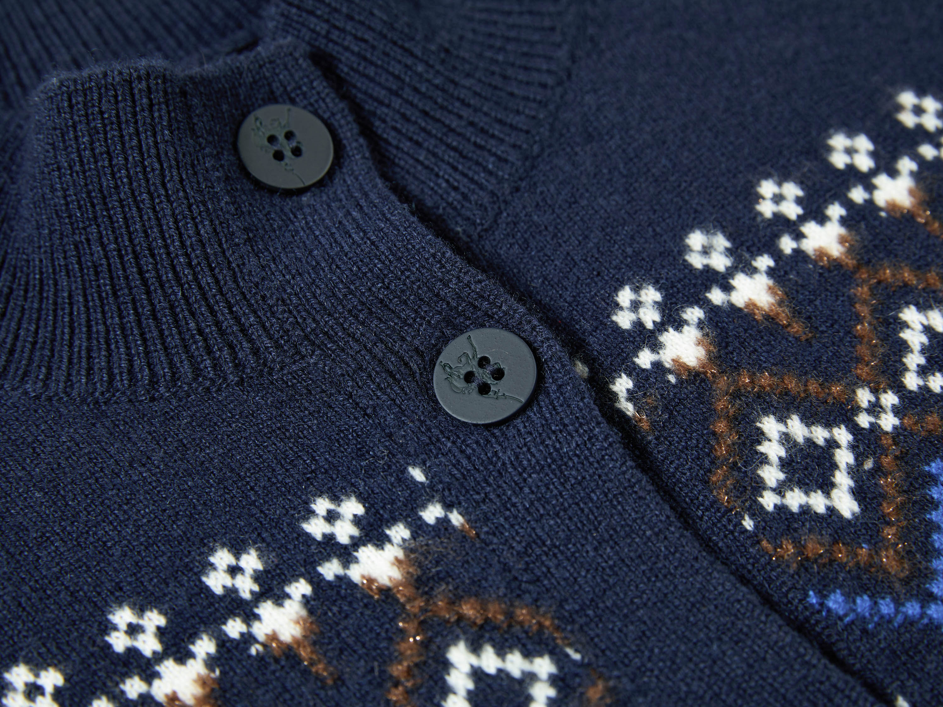 EP YAYING Folk Jacquard Cashmere Knit Cardigan
