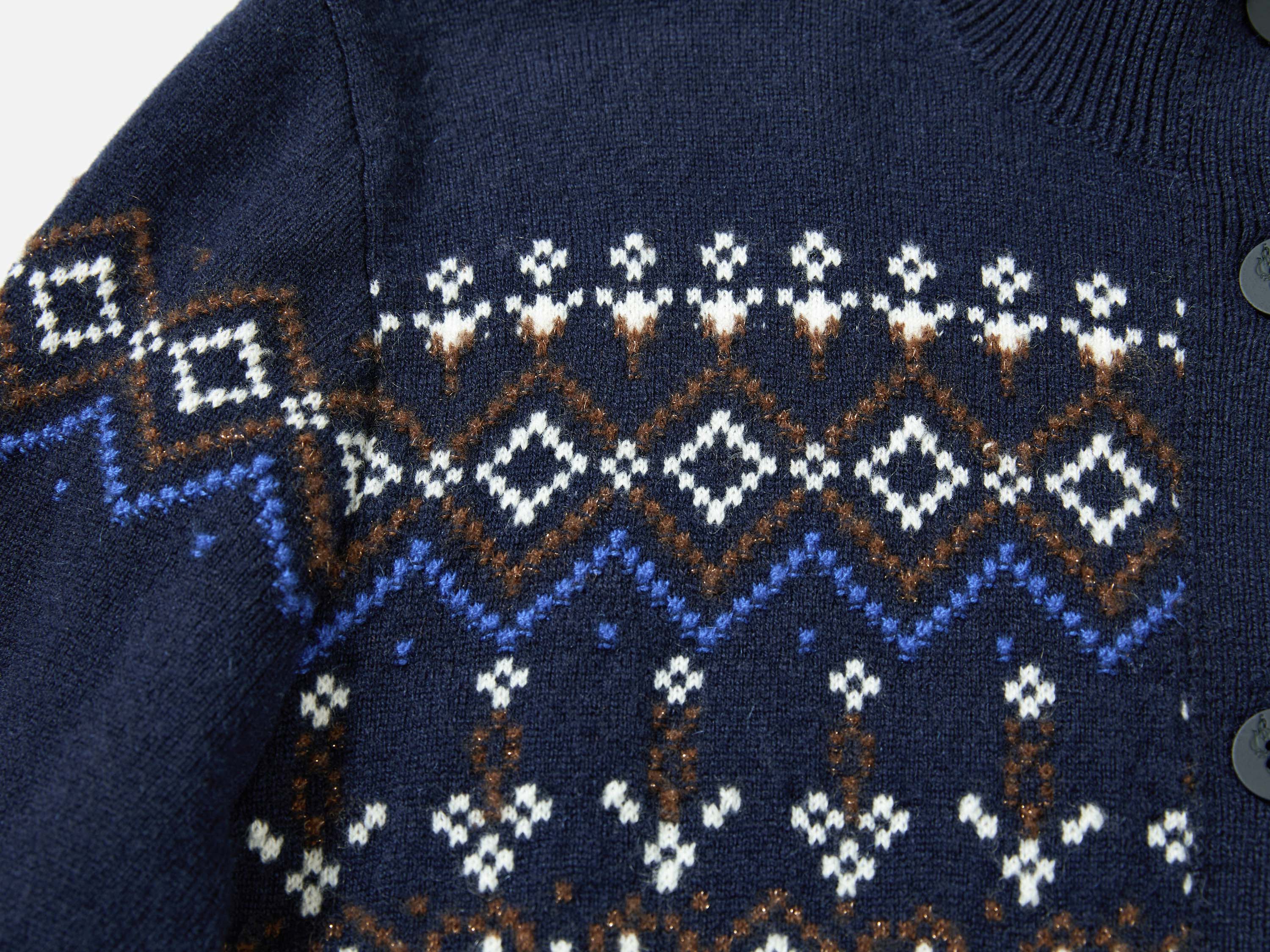 EP YAYING Folk Jacquard Cashmere Knit Cardigan