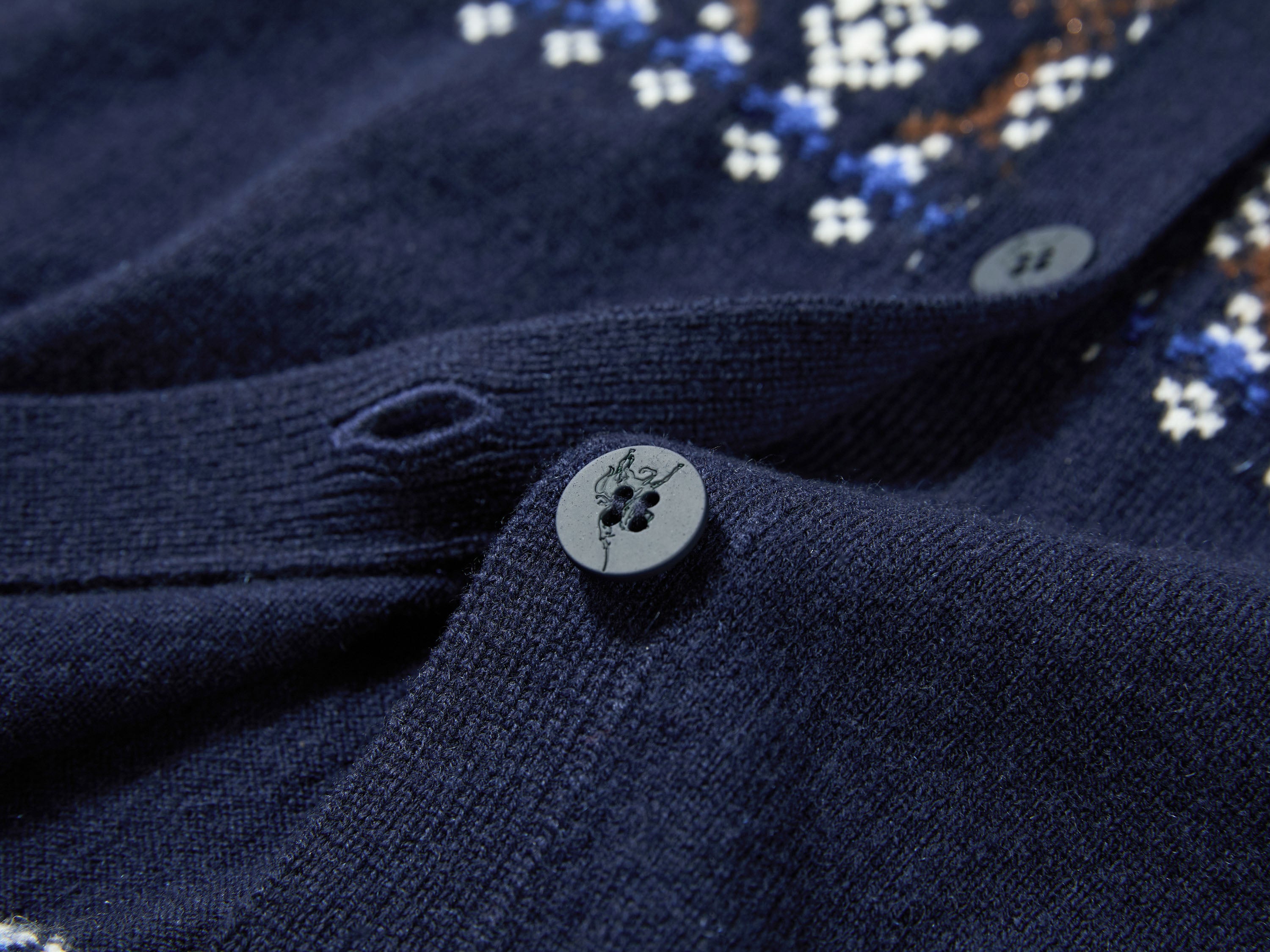 EP YAYING Folk Jacquard Cashmere Knit Cardigan
