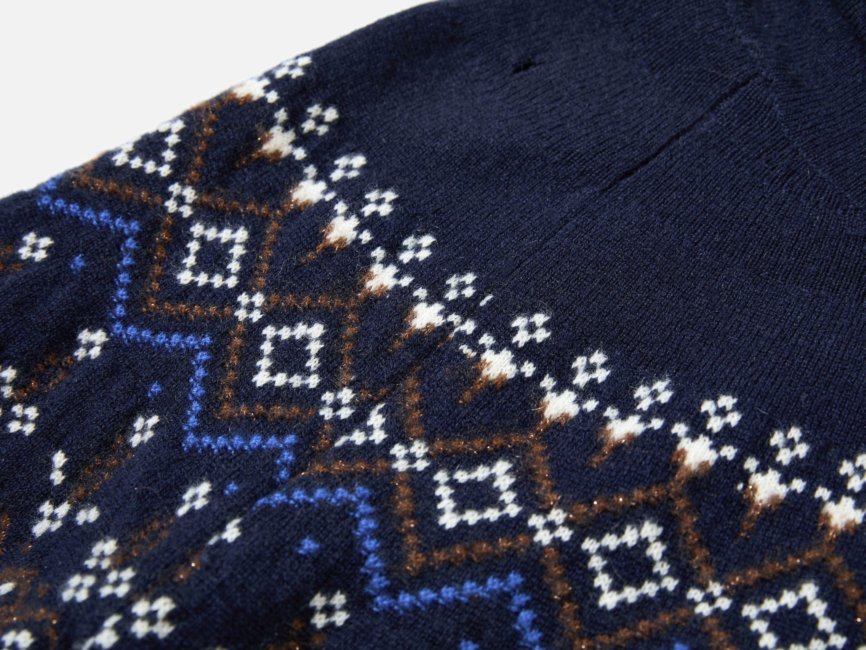 EP YAYING Folk Jacquard Funnel-Neck Cashmere Pullover