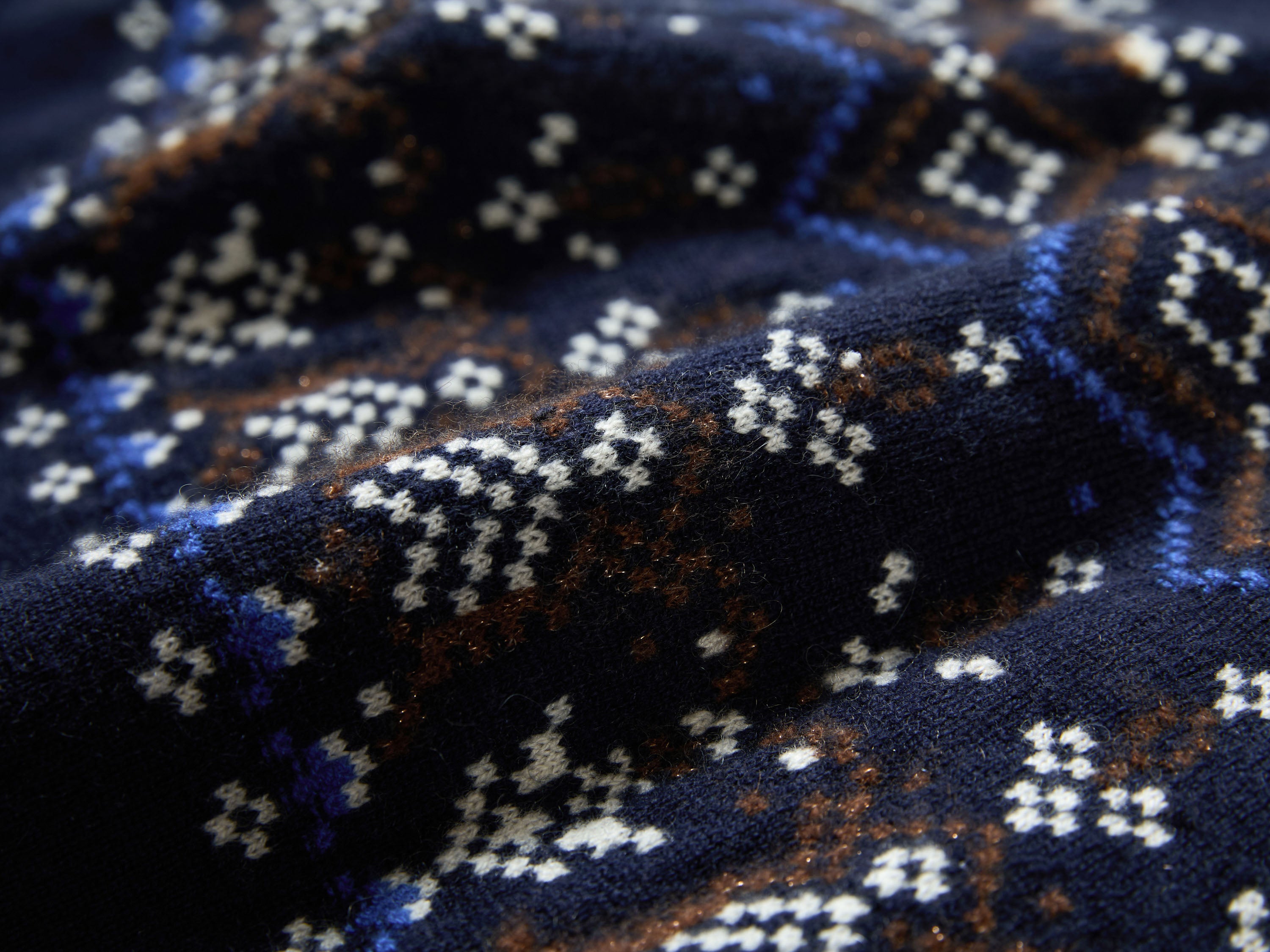 EP YAYING Folk Jacquard Funnel-Neck Cashmere Pullover
