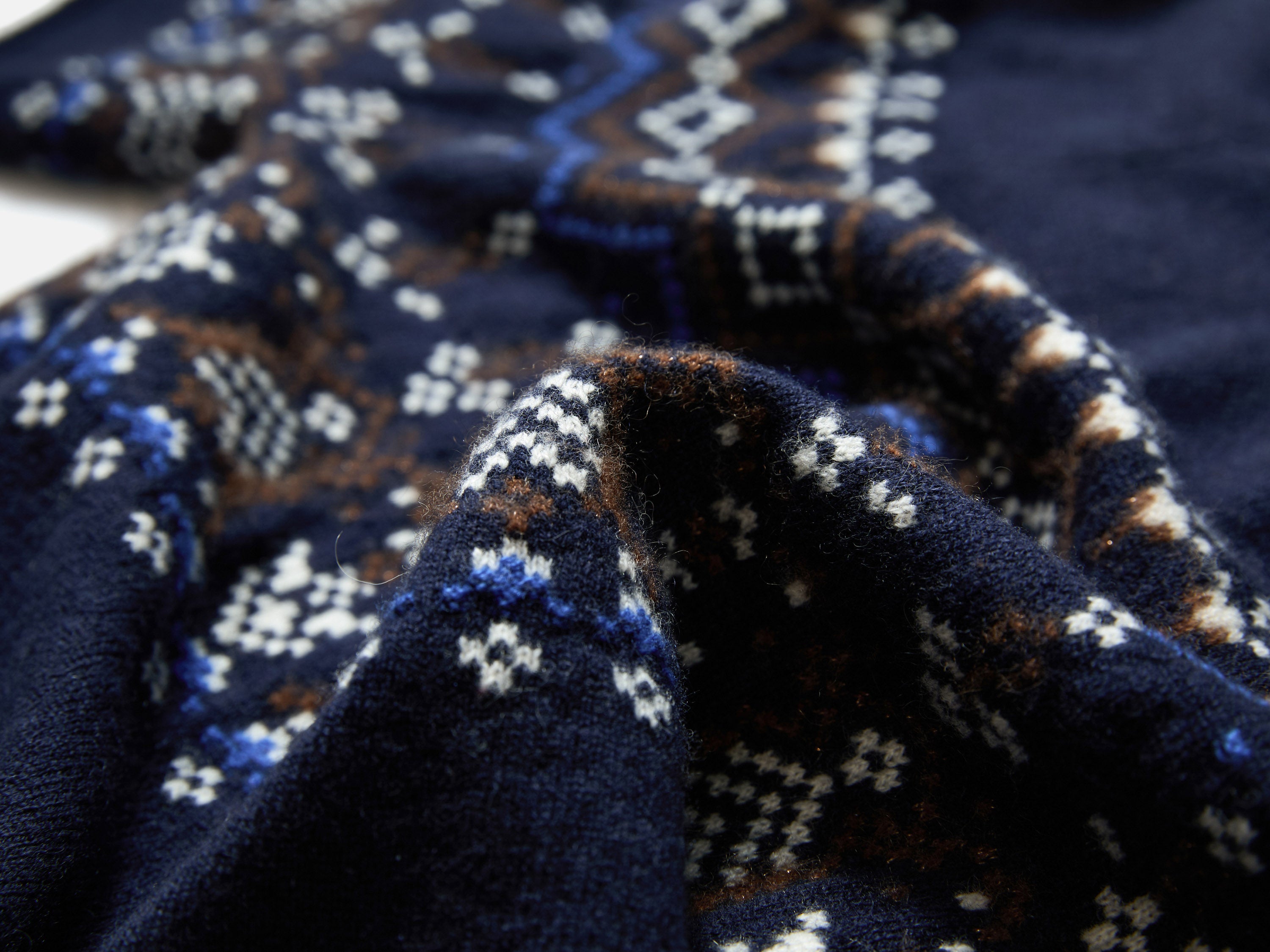 EP YAYING Folk Jacquard Funnel-Neck Cashmere Pullover