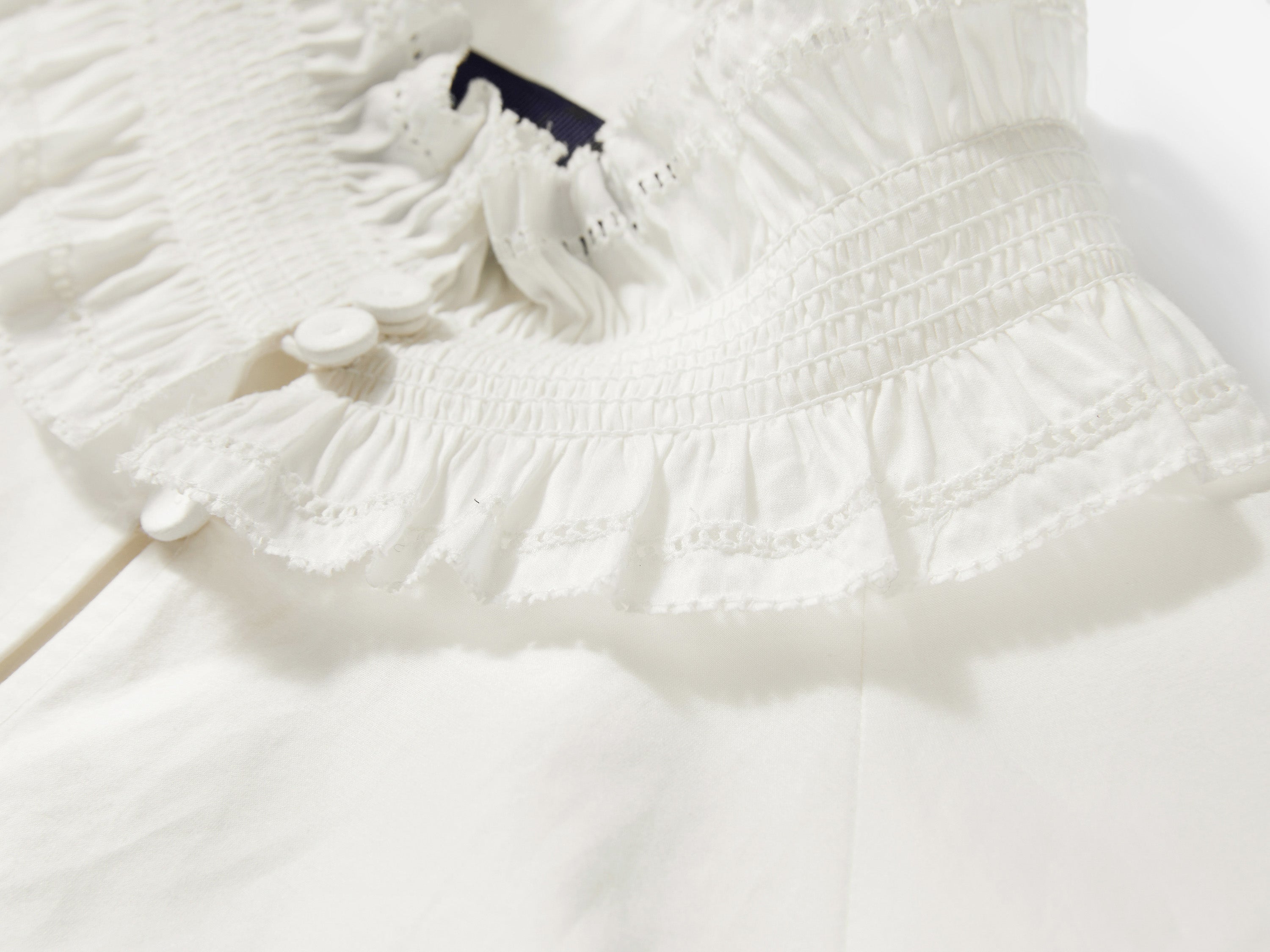 EP YAYING Lace-Splice Gathered High-Neck Blouse