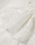 EP YAYING Lace-Splice Gathered High-Neck Blouse