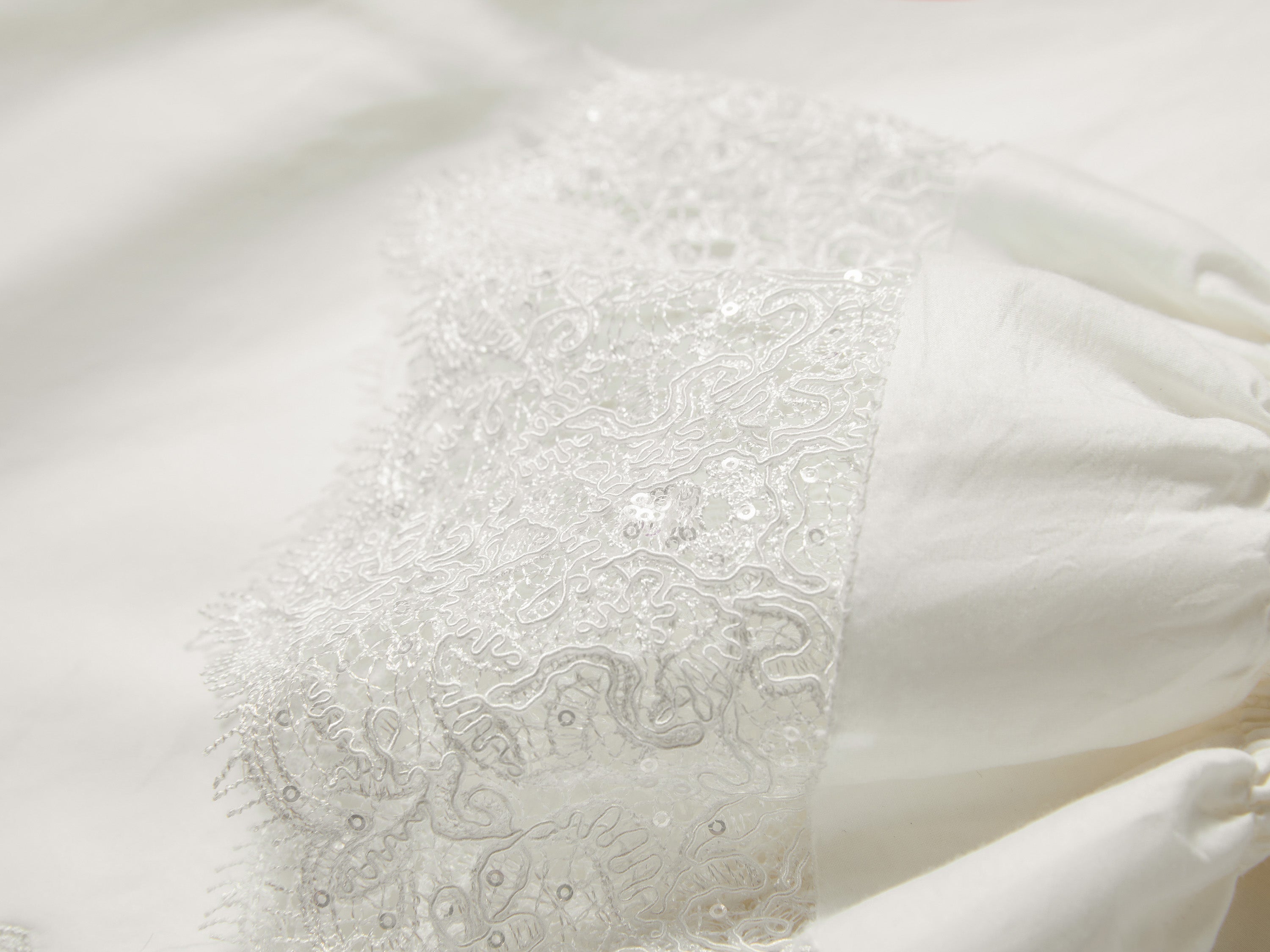 EP YAYING Lace-Splice Gathered High-Neck Blouse