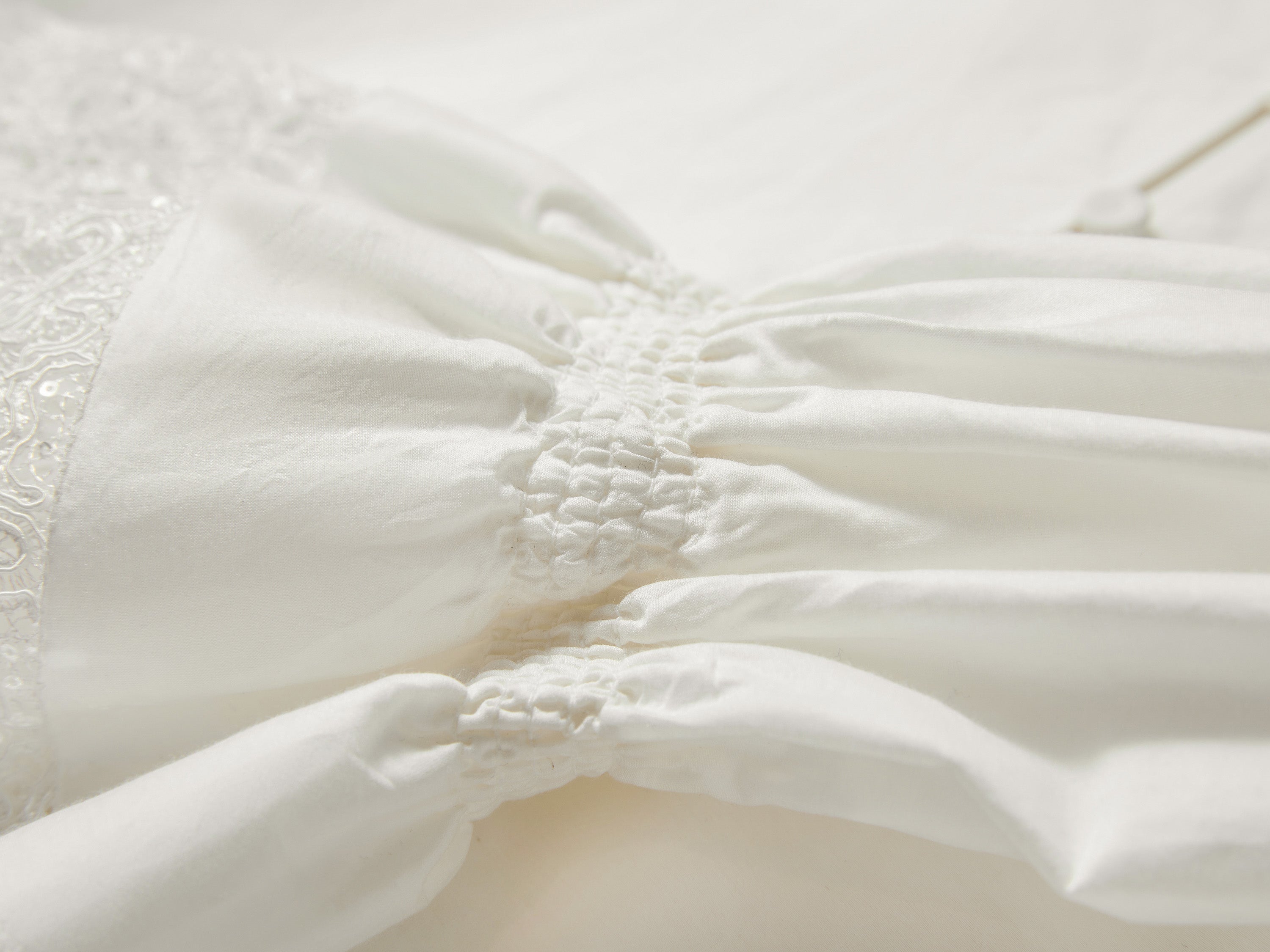 EP YAYING Lace-Splice Gathered High-Neck Blouse