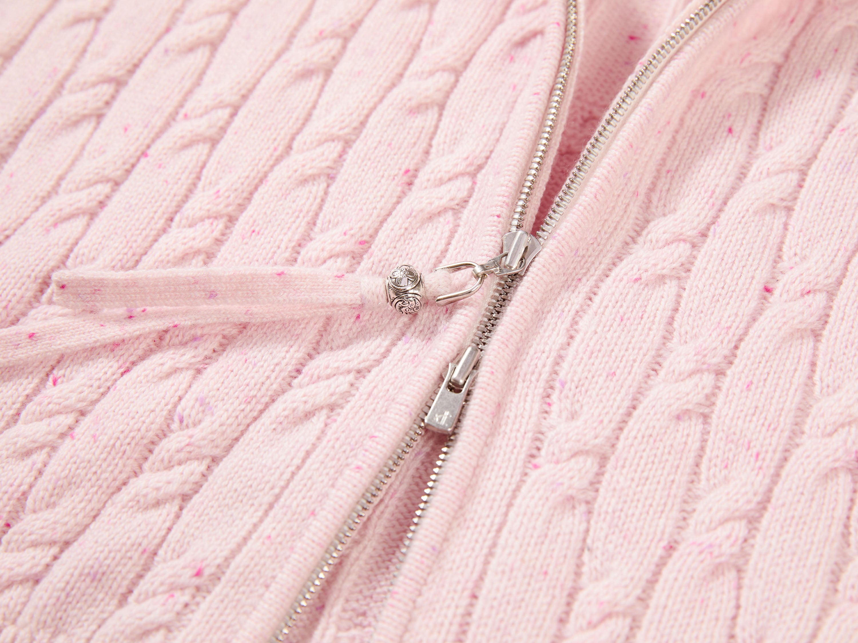 EP YAYING Cable-Knit Short Cardigan Coat