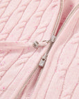 EP YAYING Cable-Knit Short Cardigan Coat