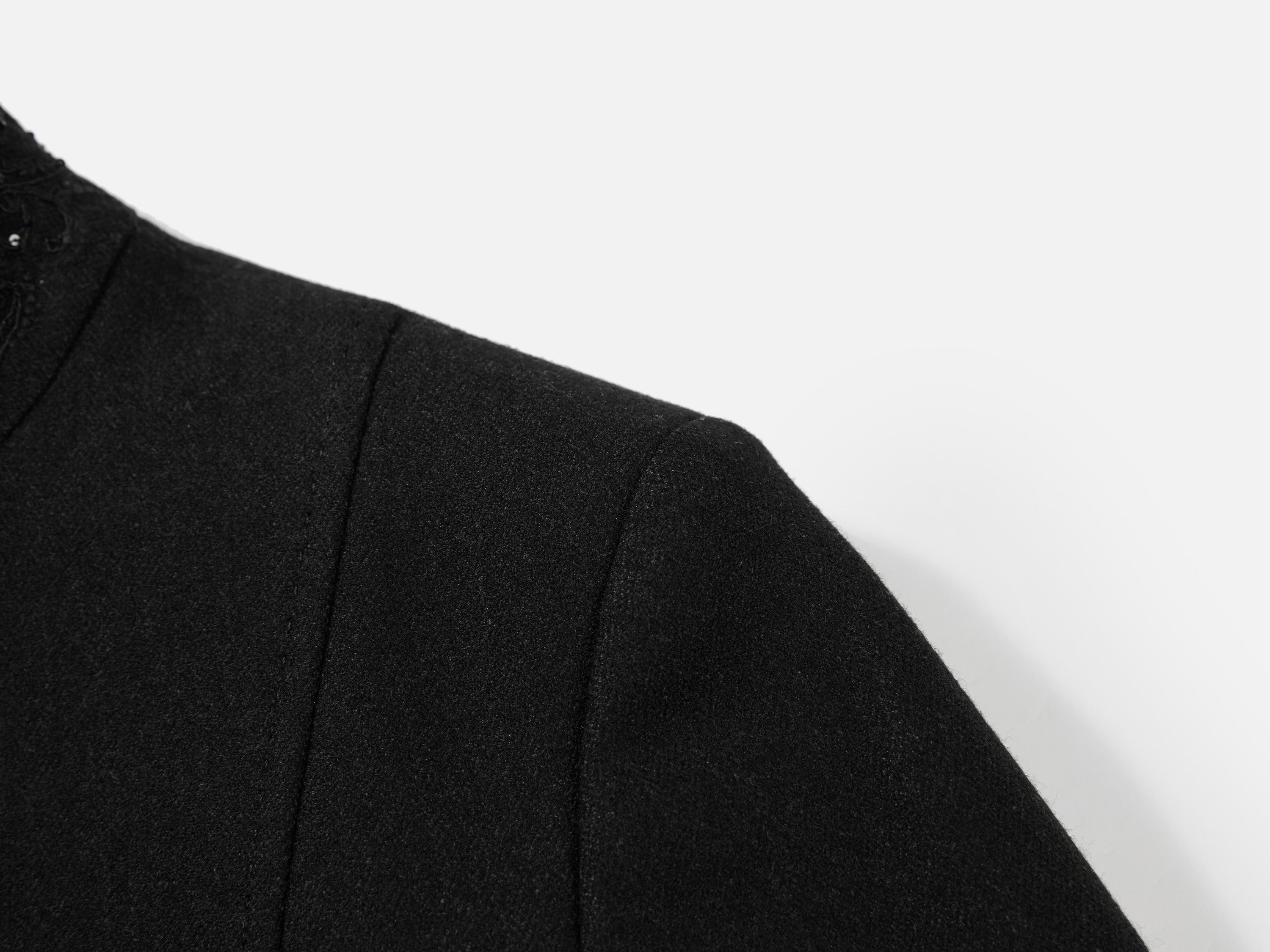 EP YAYING Chinese Stand-Collar Embroidered Wool Blazer