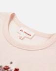 EP YAYING Bamboo Cotton Round Neck Embroidered Floral Short Sleeve Top