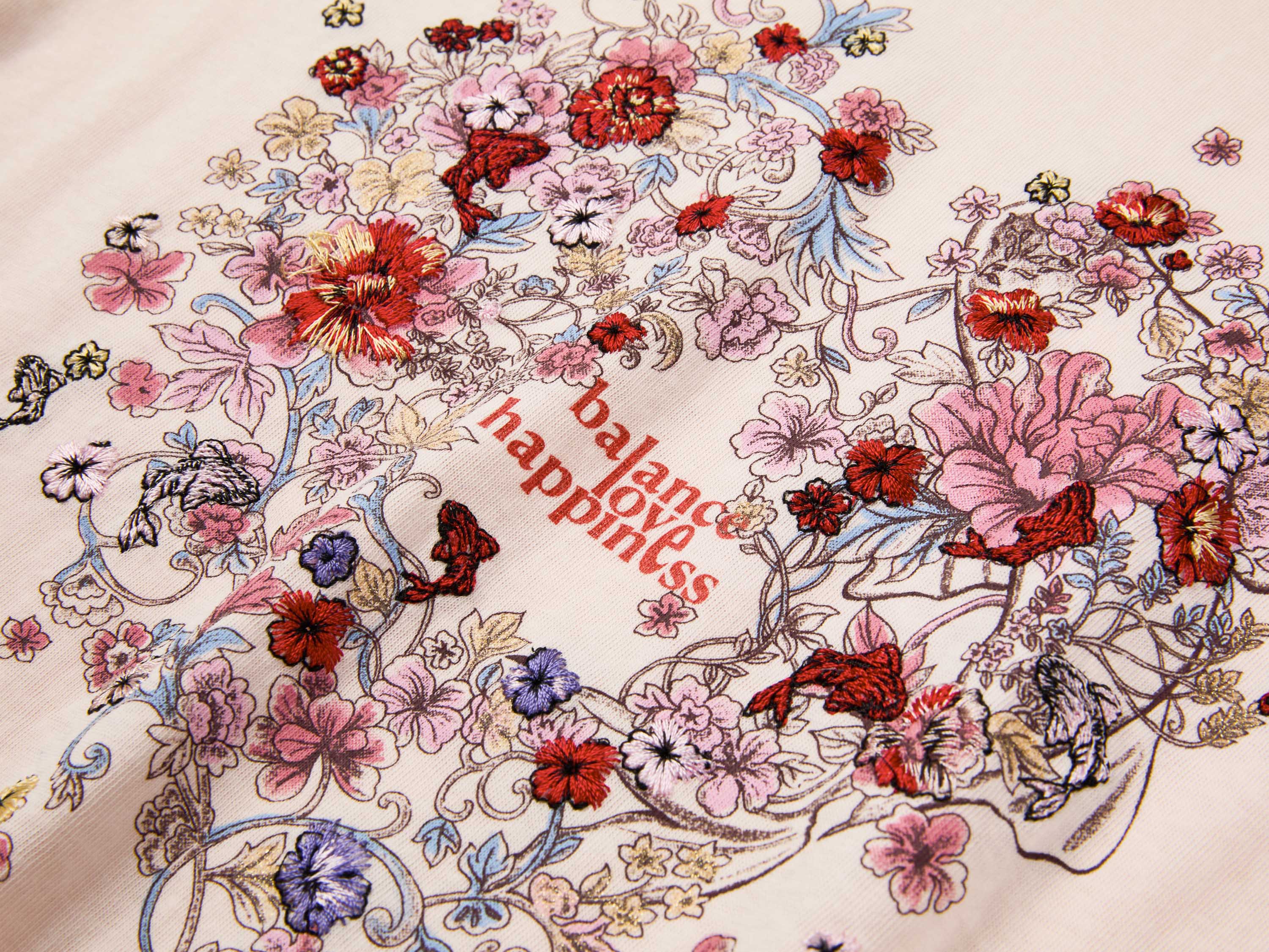 EP YAYING Bamboo Cotton Round Neck Embroidered Floral Short Sleeve Top